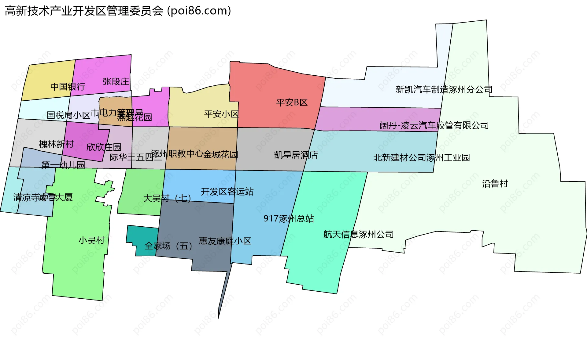 高新技术产业开发区管理委员会边界地图(五级行政区划)