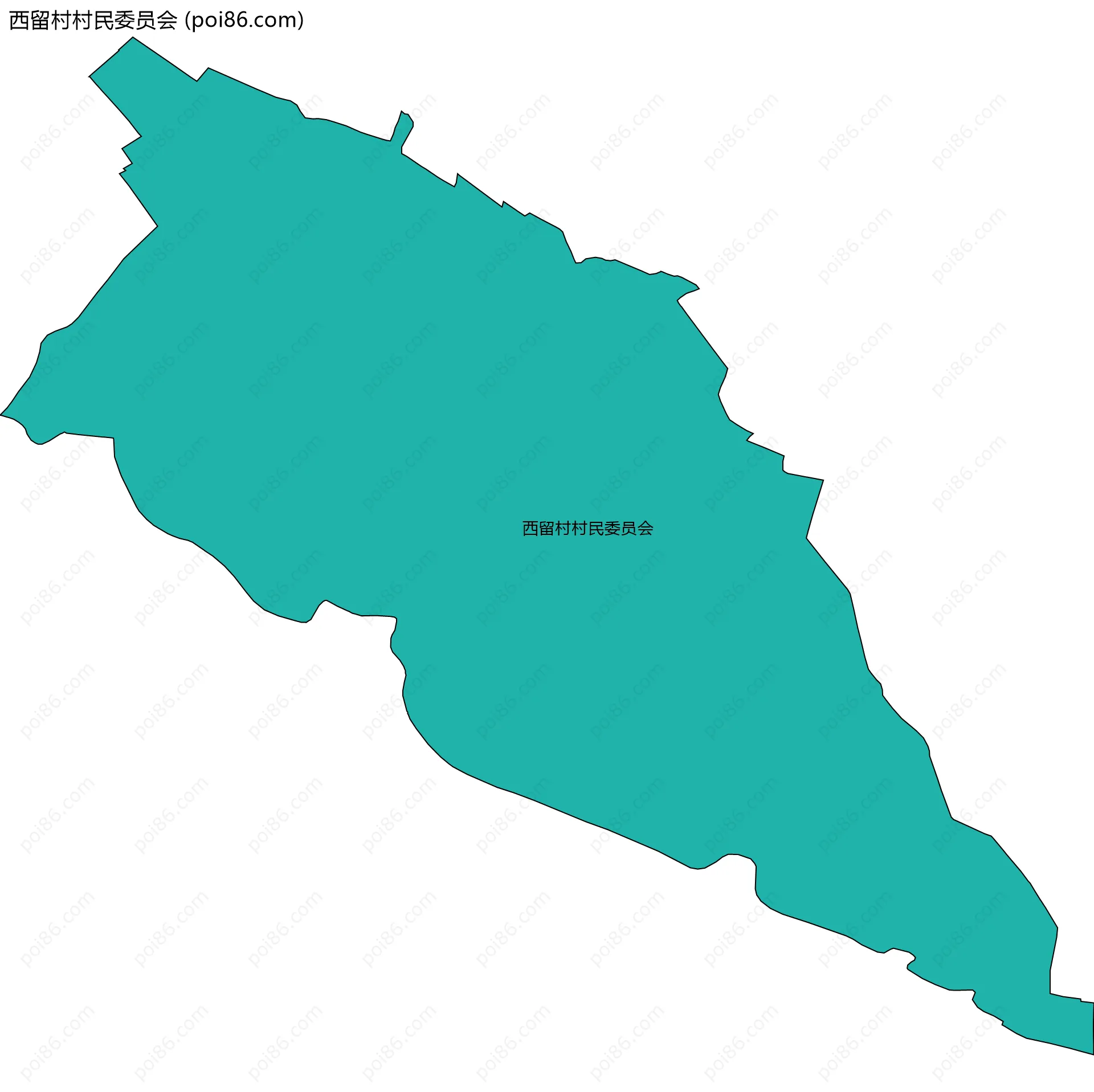 西留村村民委员会边界地图