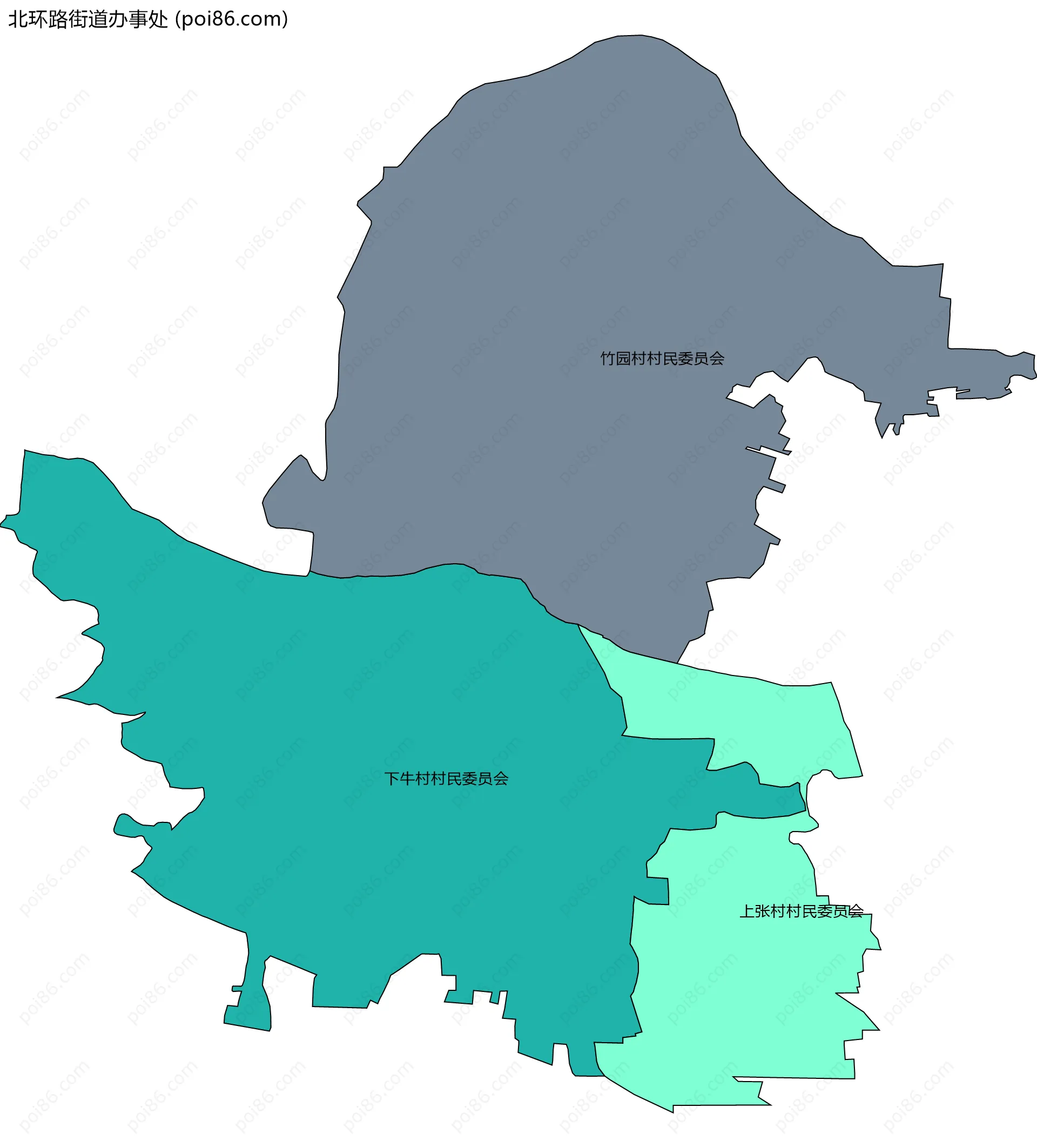 北环路街道办事处边界地图(五级行政区划)