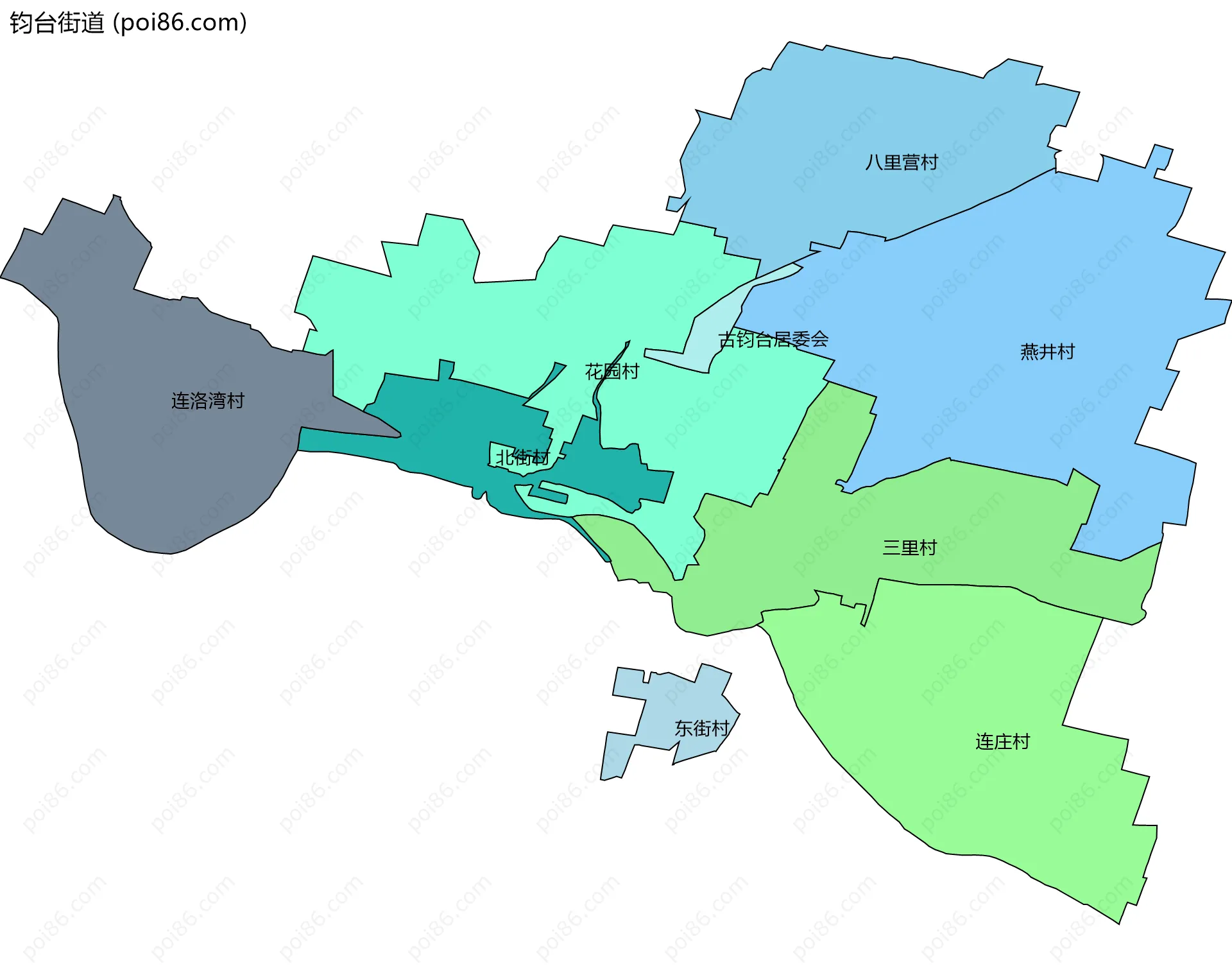 钧台街道边界地图(五级行政区划)
