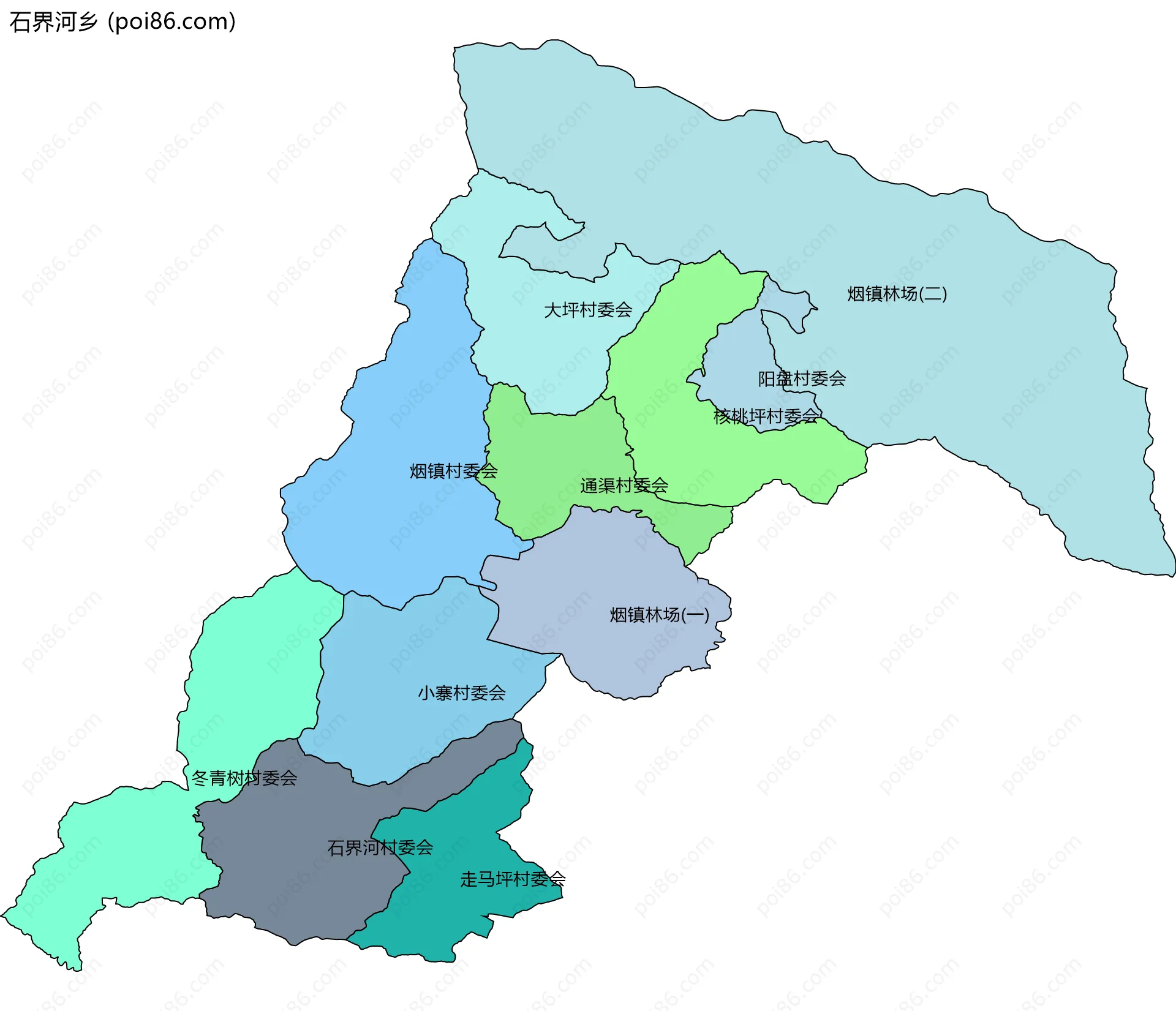 石界河乡边界地图(五级行政区划)