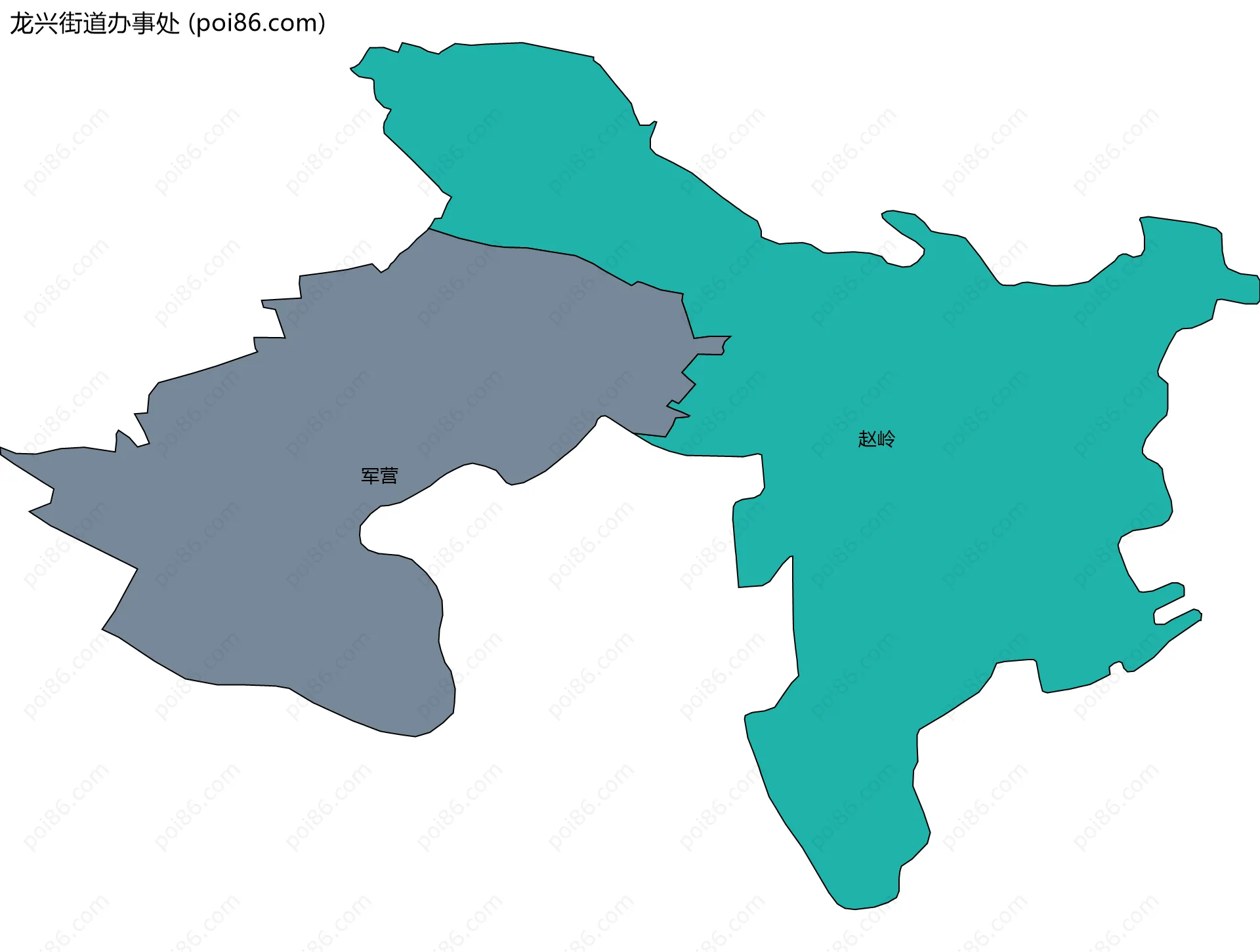 龙兴街道办事处边界地图(五级行政区划)