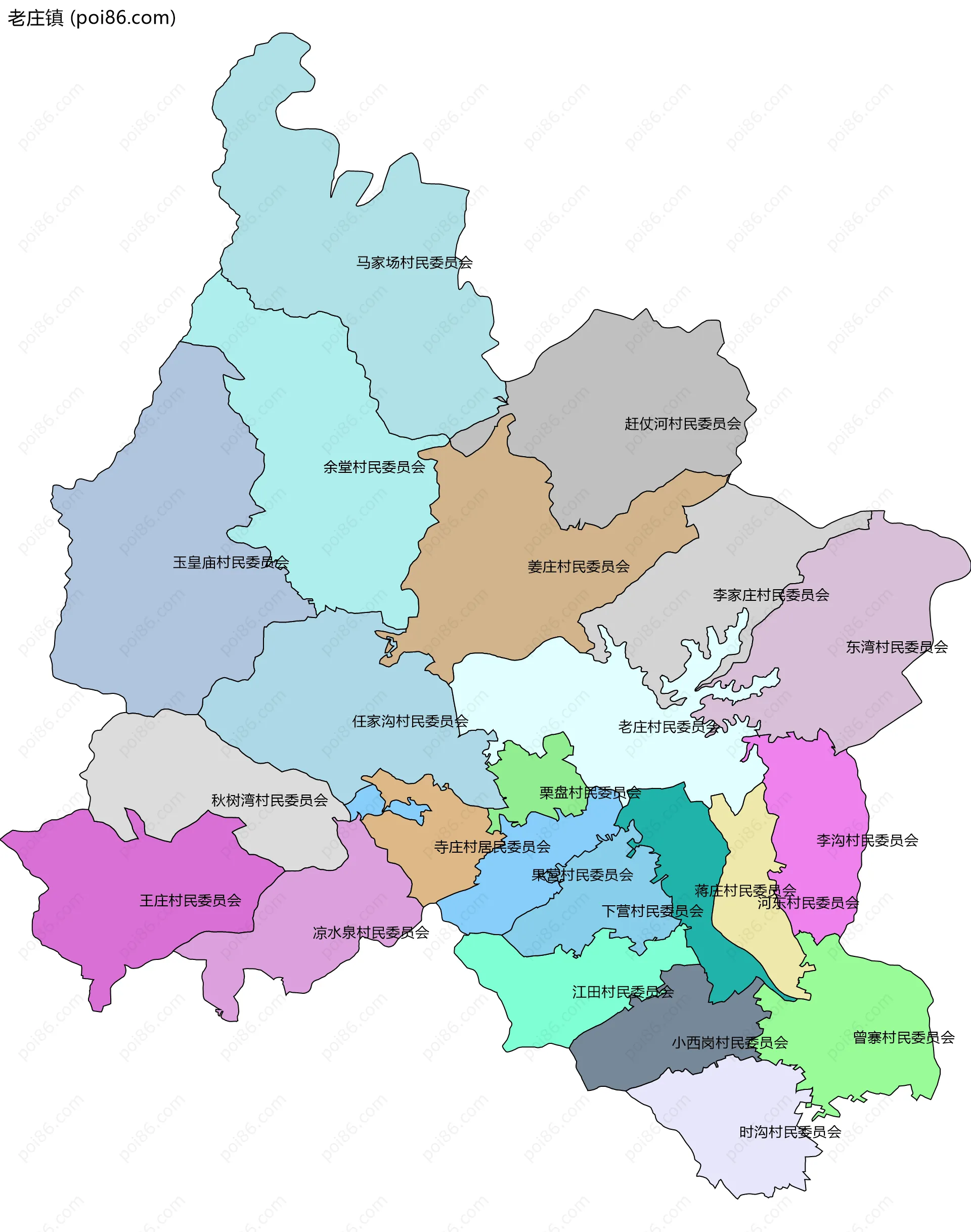 老庄镇边界地图(五级行政区划)