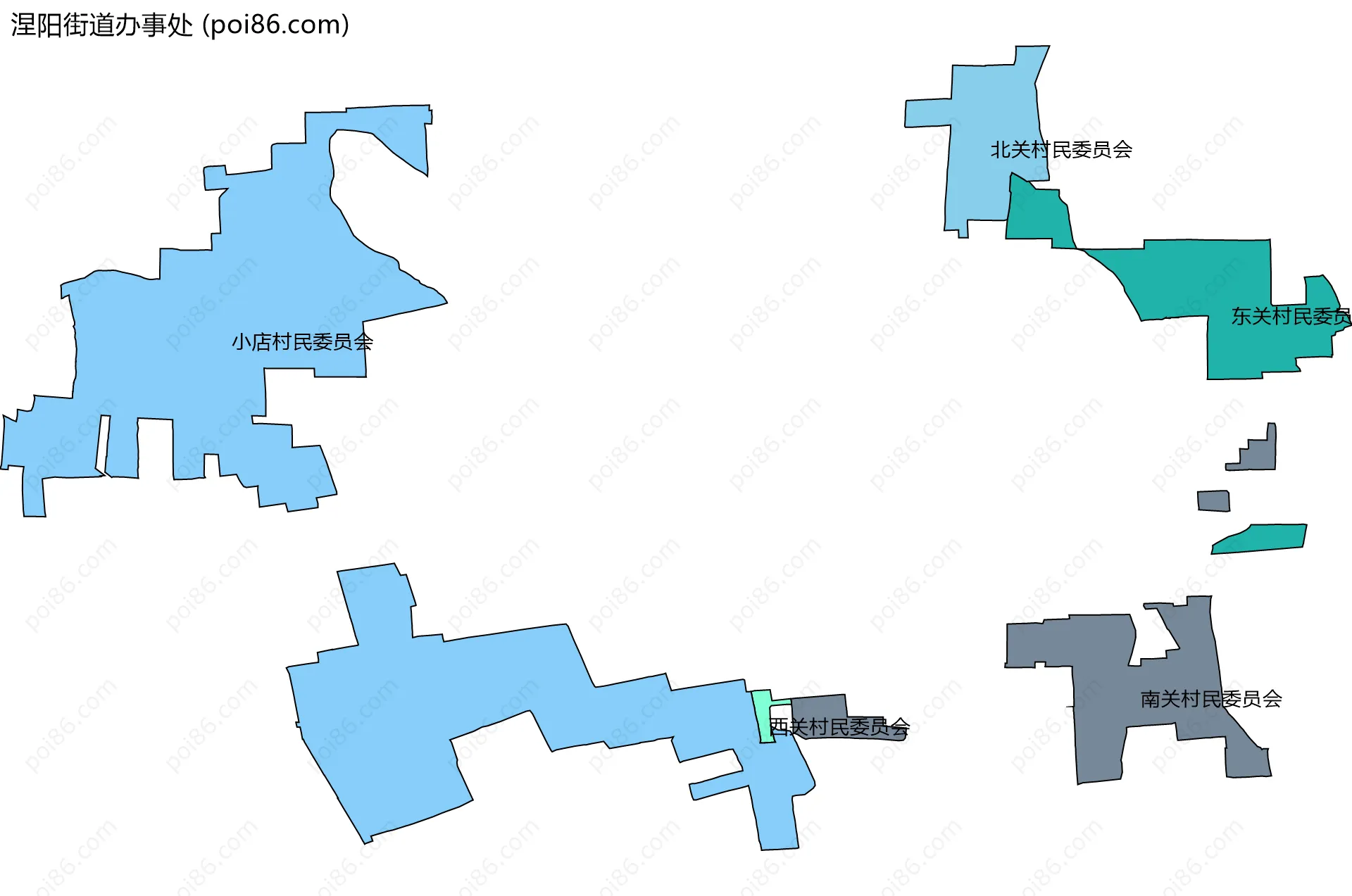 涅阳街道办事处边界地图(五级行政区划)