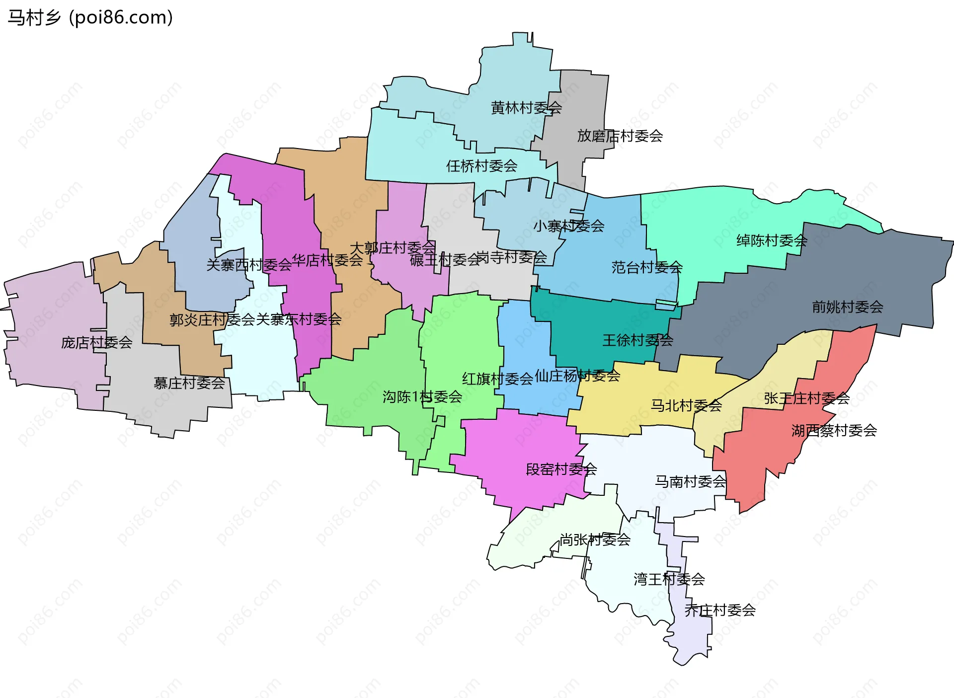 马村乡边界地图(五级行政区划)
