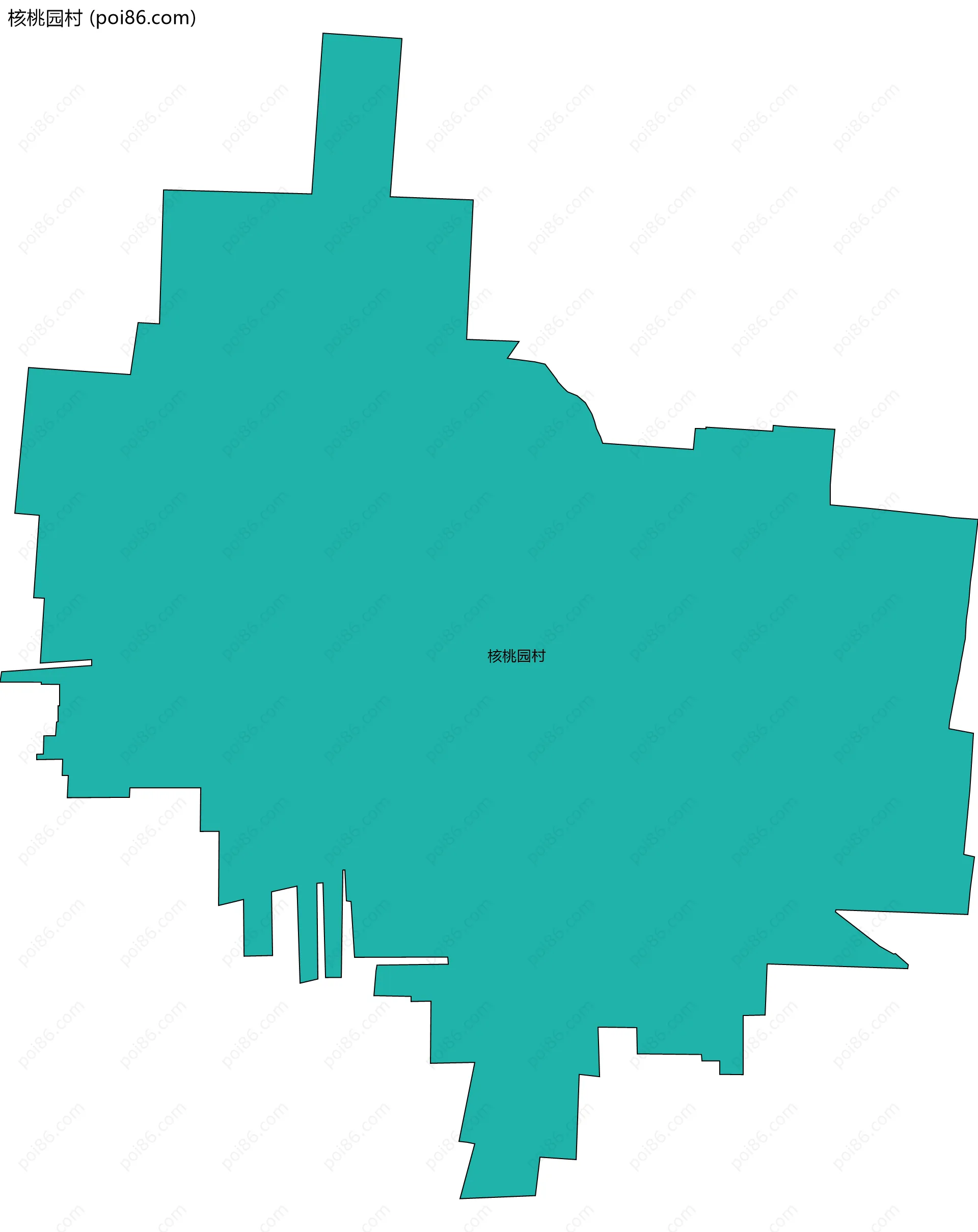 核桃园村边界地图