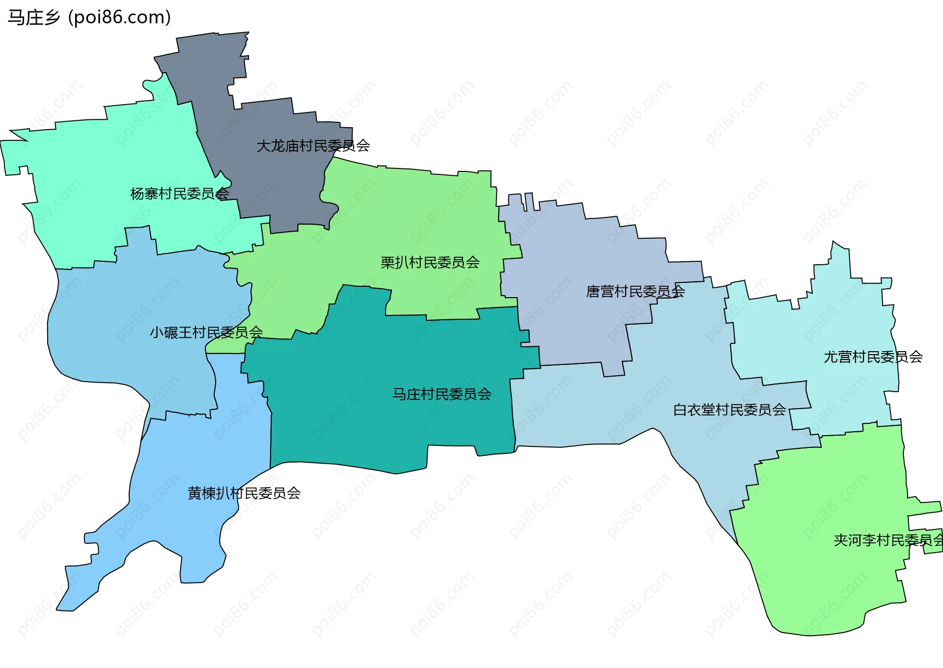 马庄乡边界地图(五级行政区划)