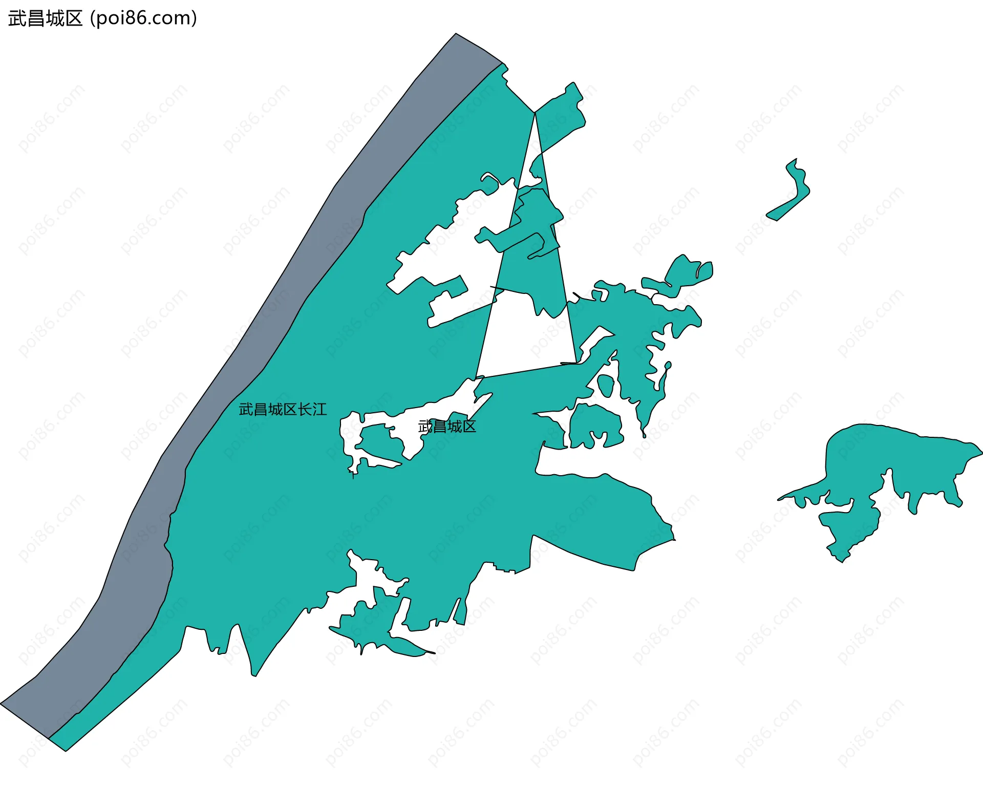 武昌城区边界地图(五级行政区划)