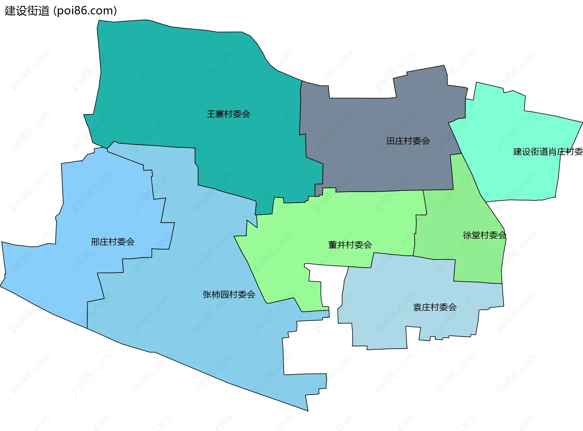 建设街道边界地图(五级行政区划)