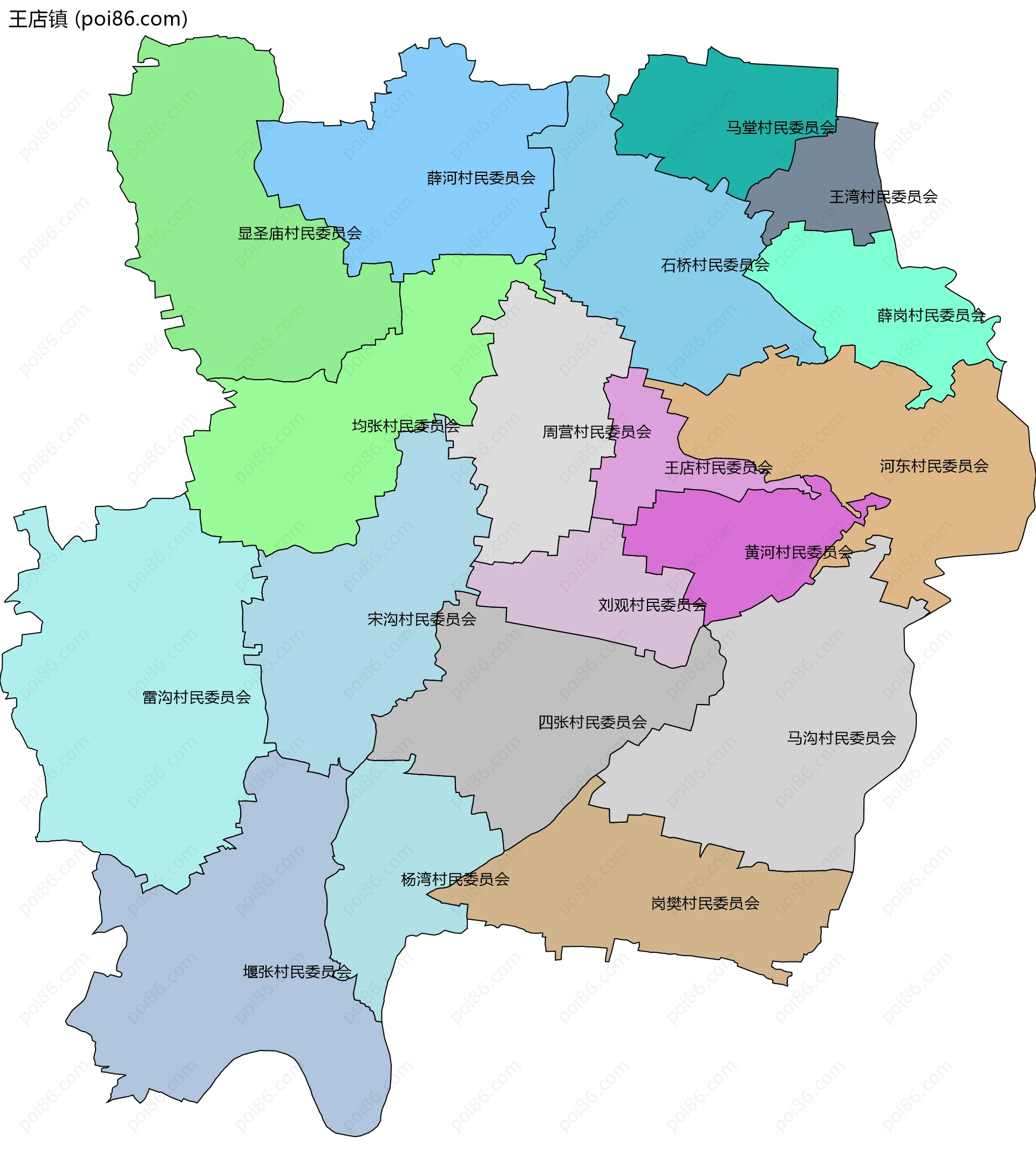 王店镇边界地图(五级行政区划)