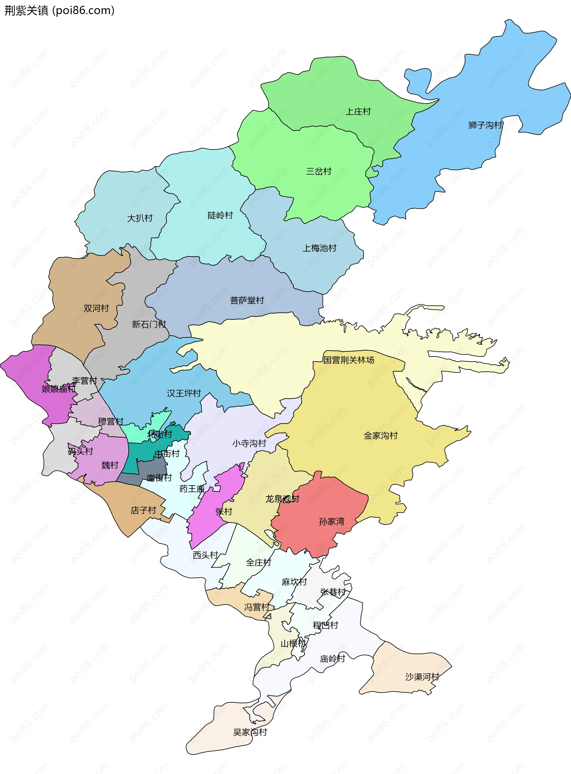 荆紫关镇边界地图(五级行政区划)
