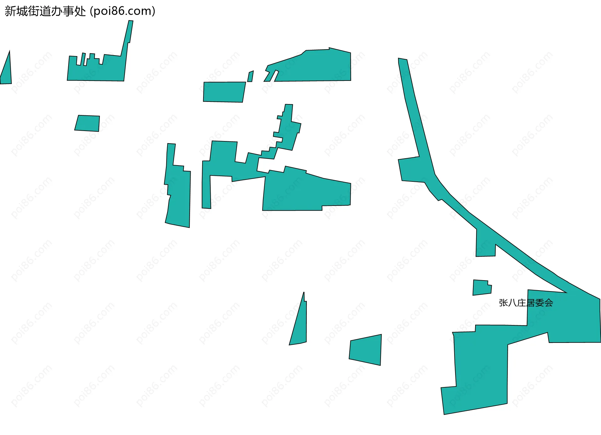 新城街道办事处边界地图(五级行政区划)