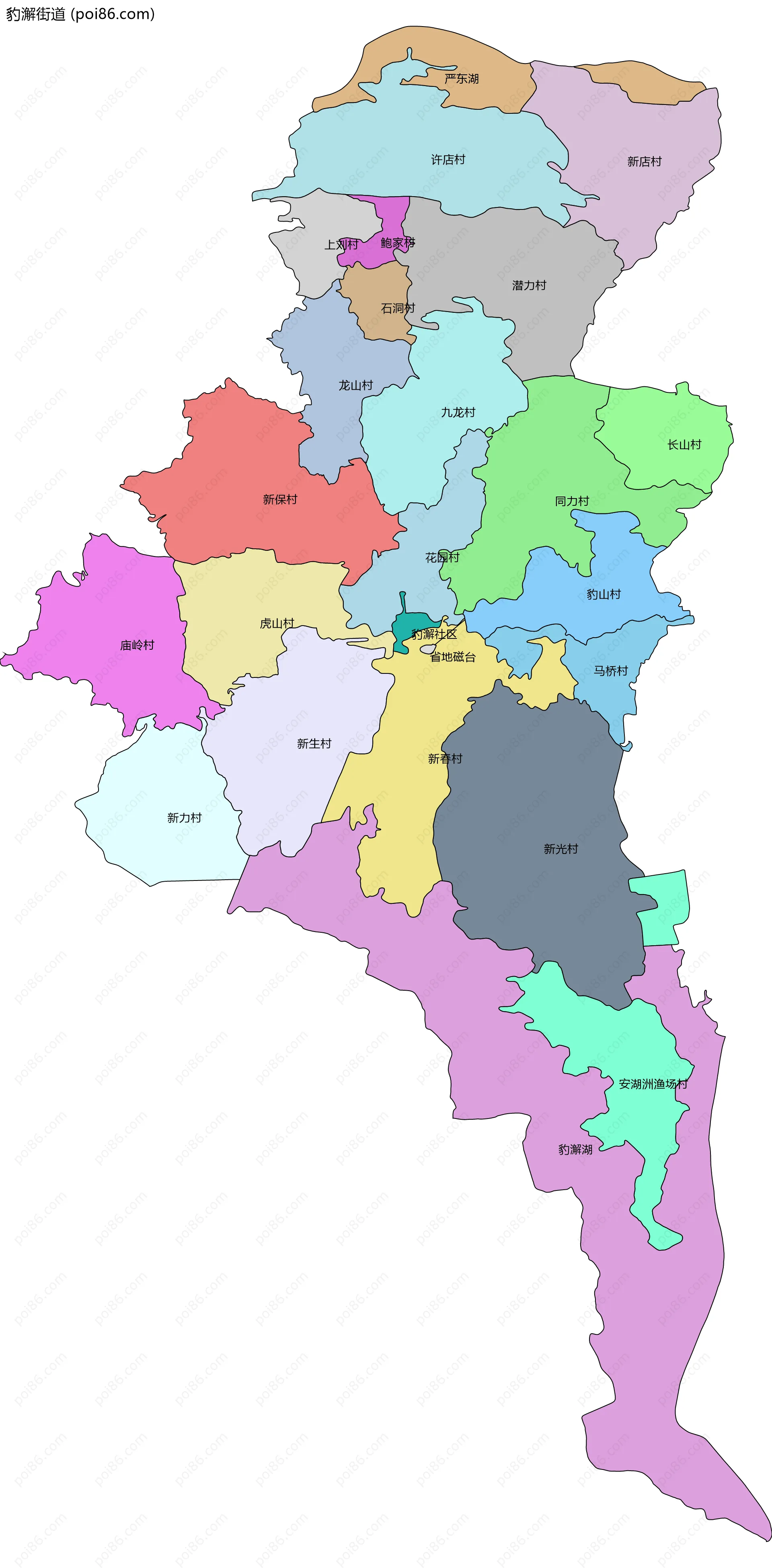 豹澥街道边界地图(五级行政区划)