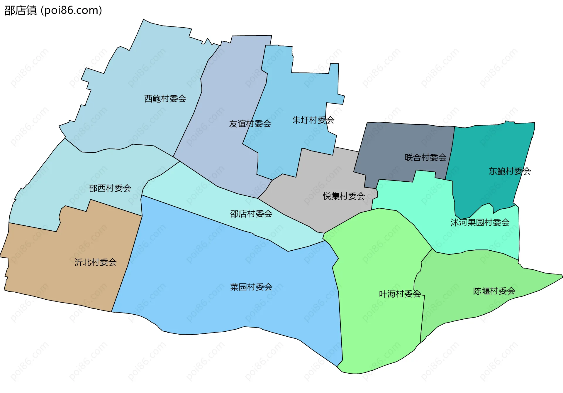 邵店镇边界地图(五级行政区划)