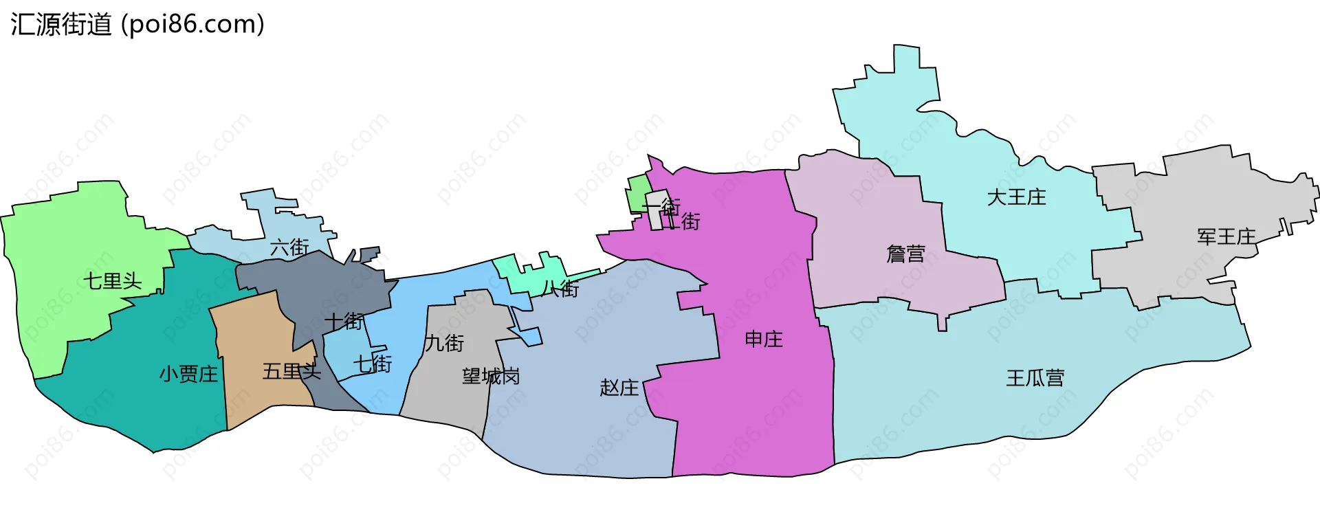 汇源街道边界地图(五级行政区划)