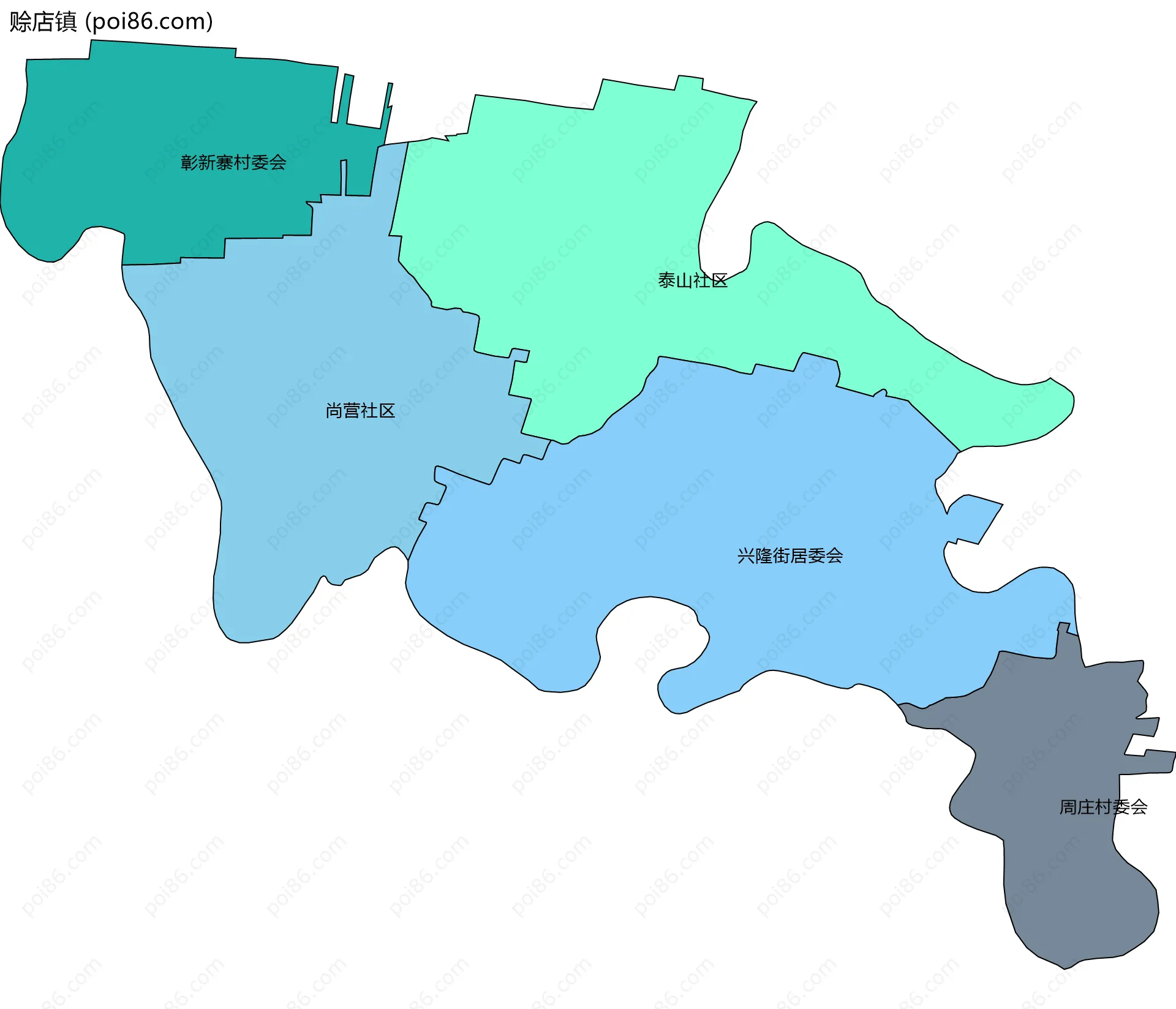 赊店镇边界地图(五级行政区划)