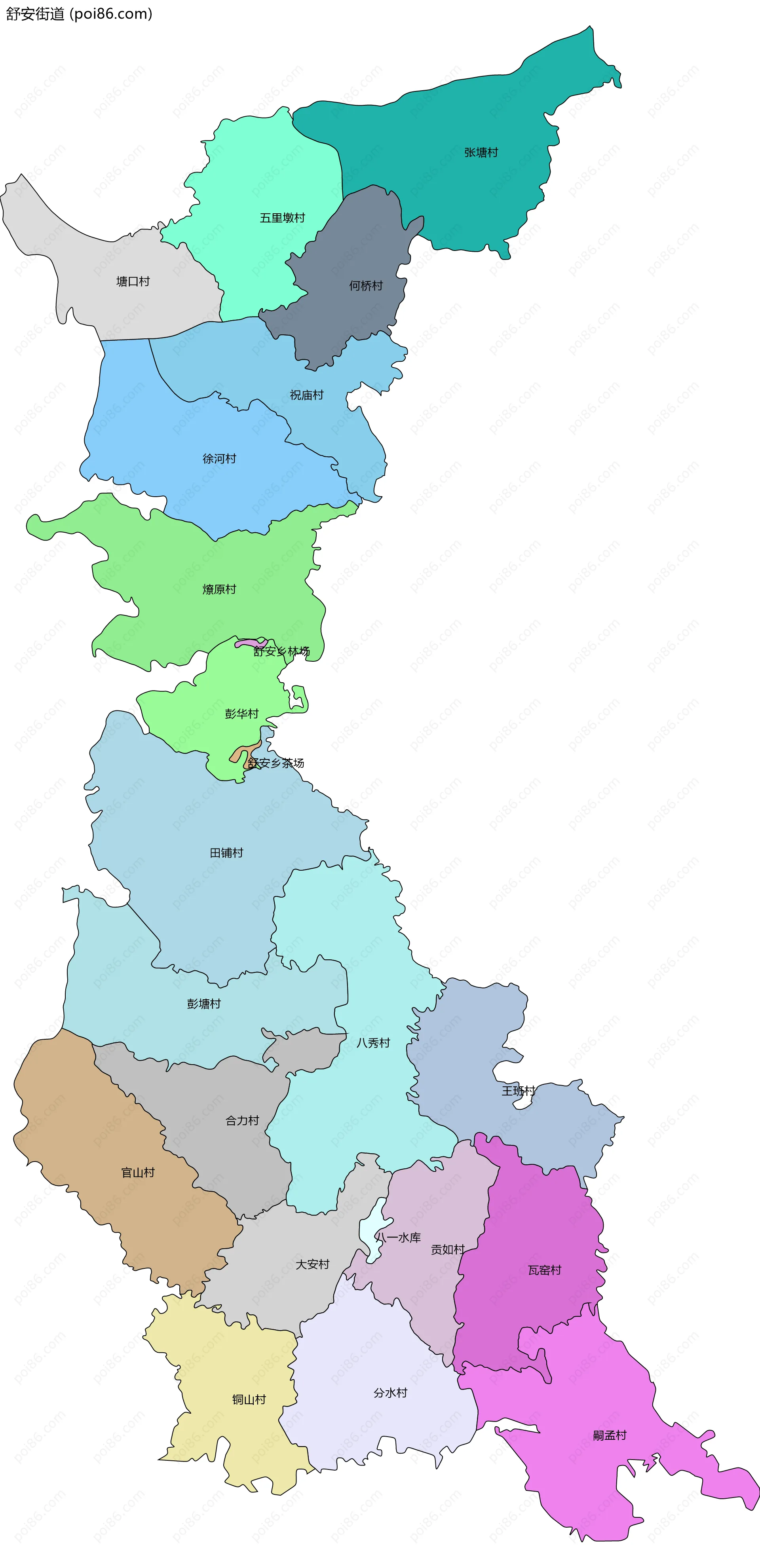 舒安街道边界地图(五级行政区划)