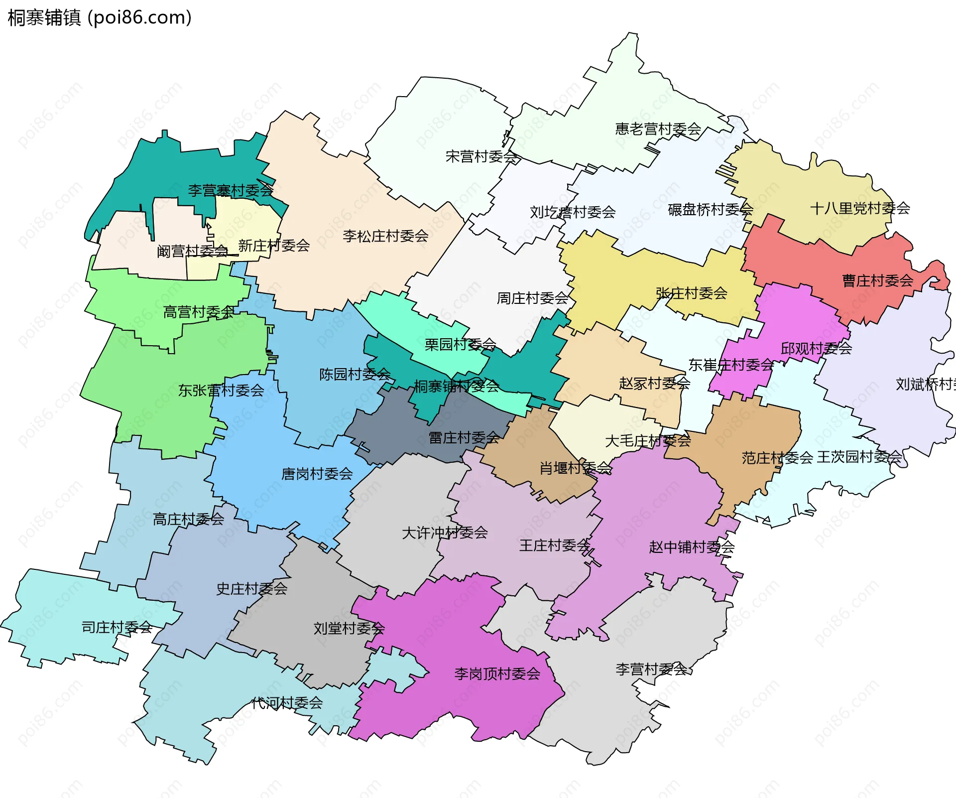 桐寨铺镇边界地图(五级行政区划)