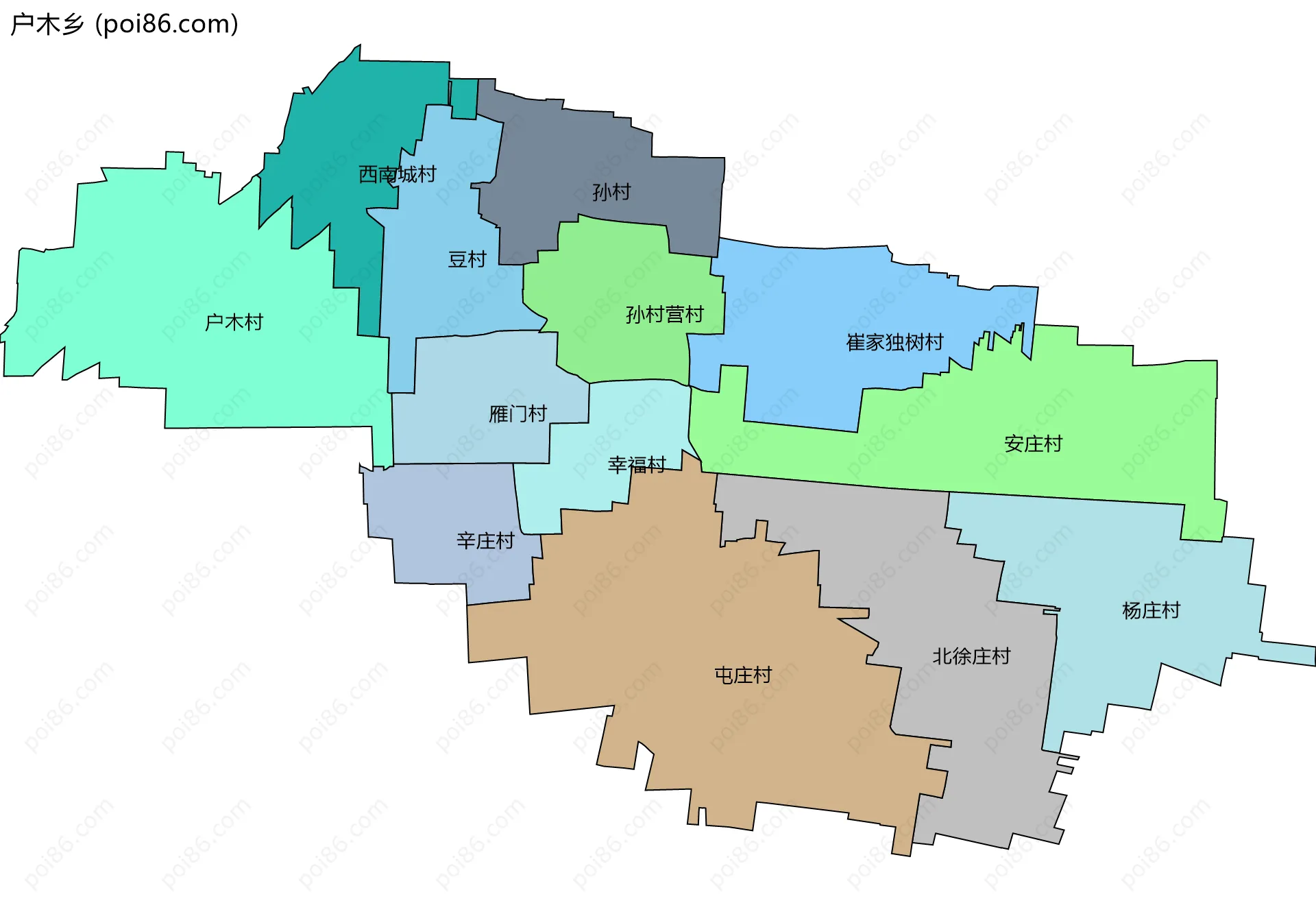 户木乡边界地图(五级行政区划)