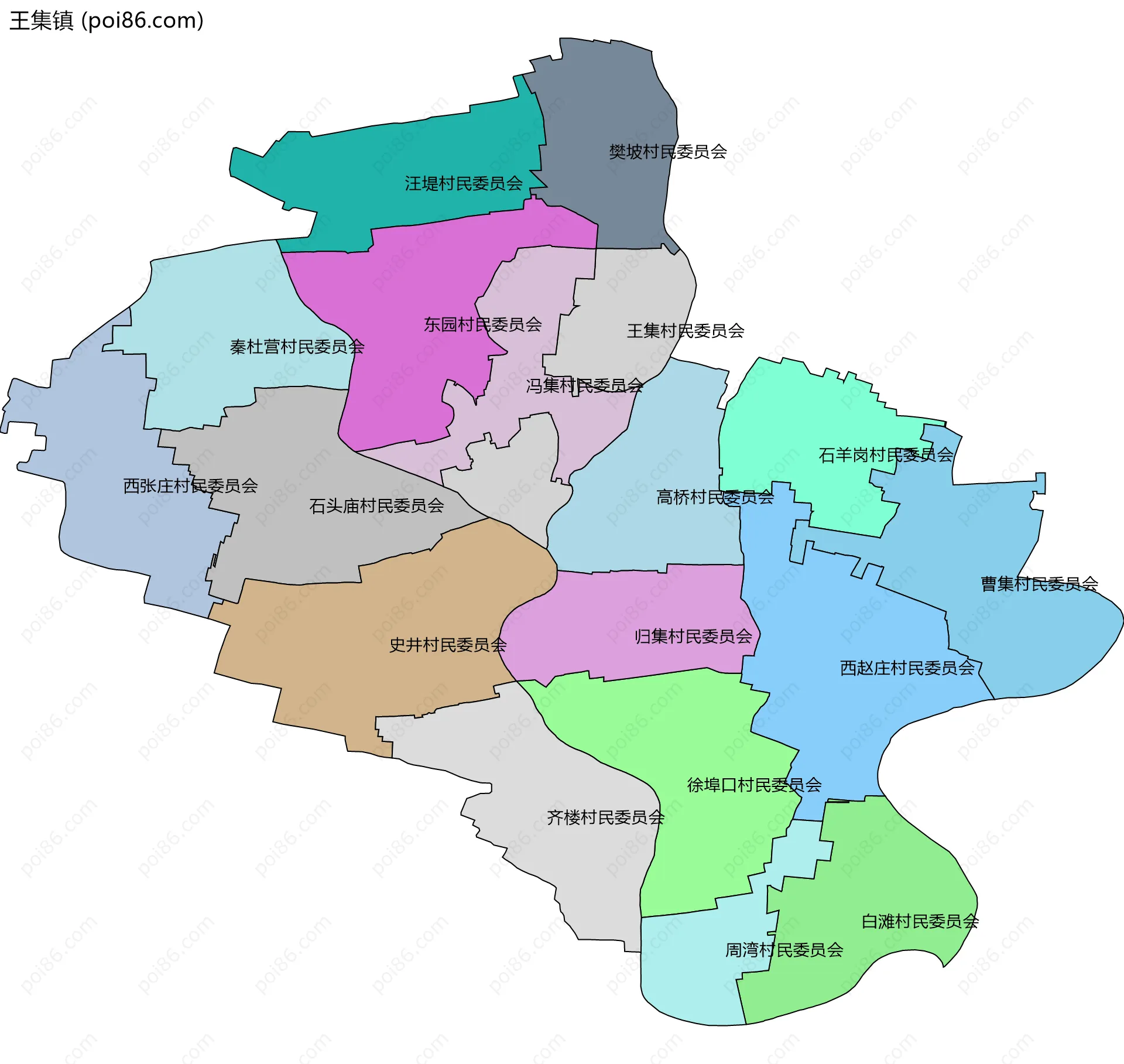 王集镇边界地图(五级行政区划)