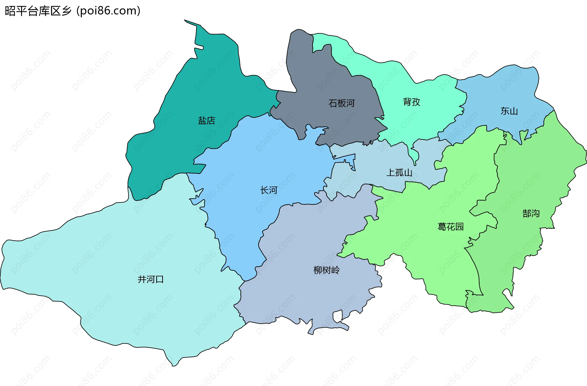 昭平台库区乡边界地图(五级行政区划)