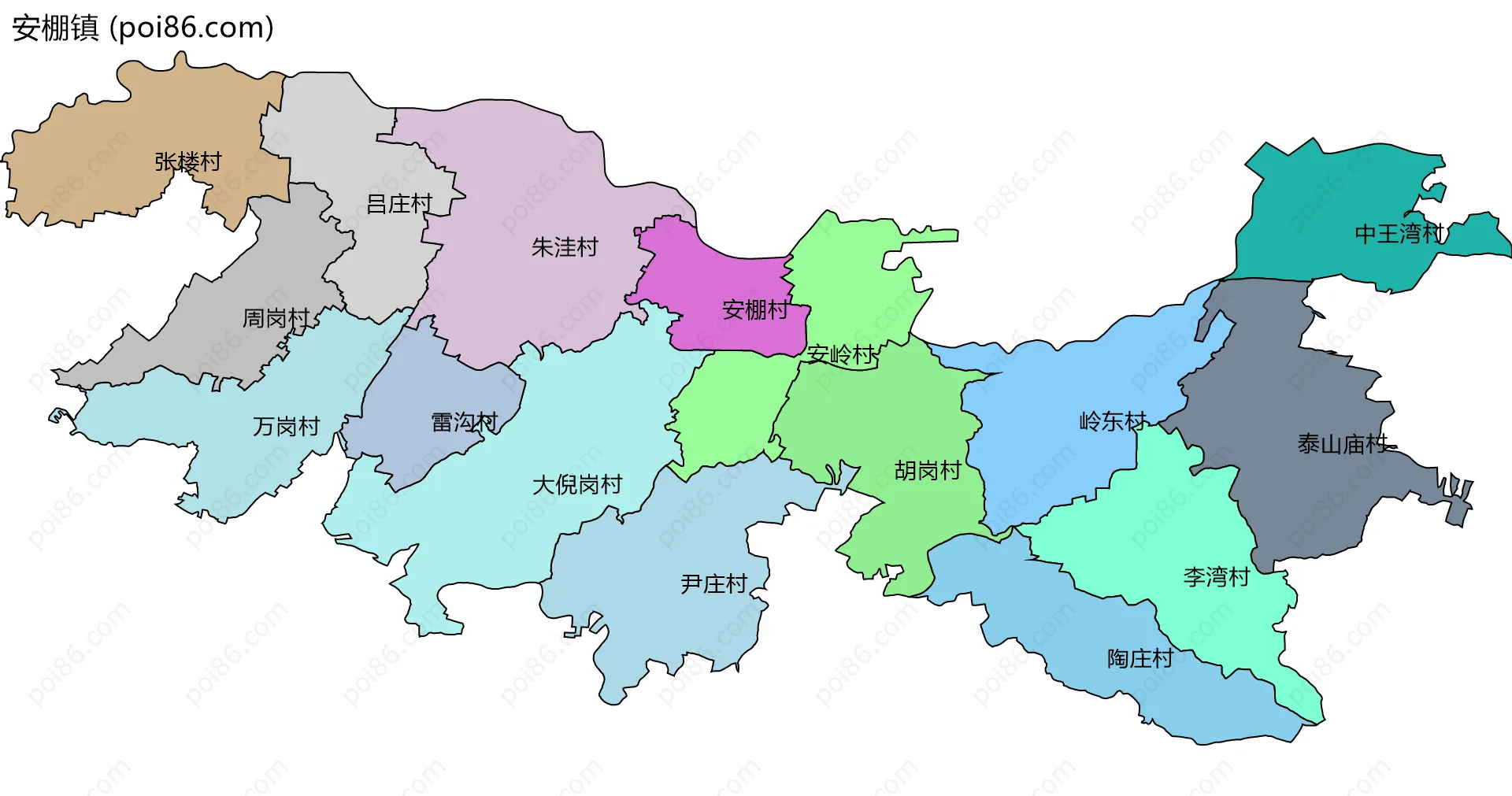 安棚镇边界地图(五级行政区划)
