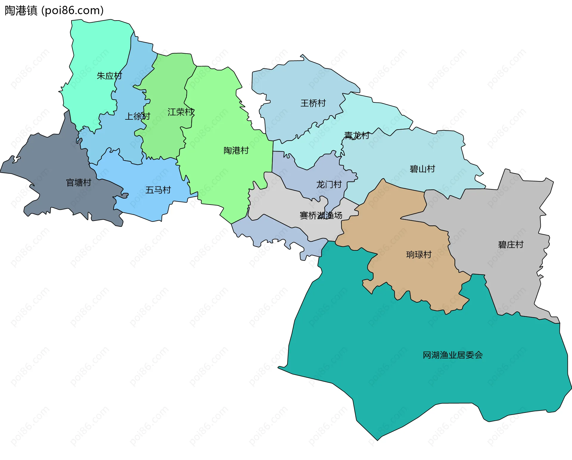 陶港镇边界地图(五级行政区划)