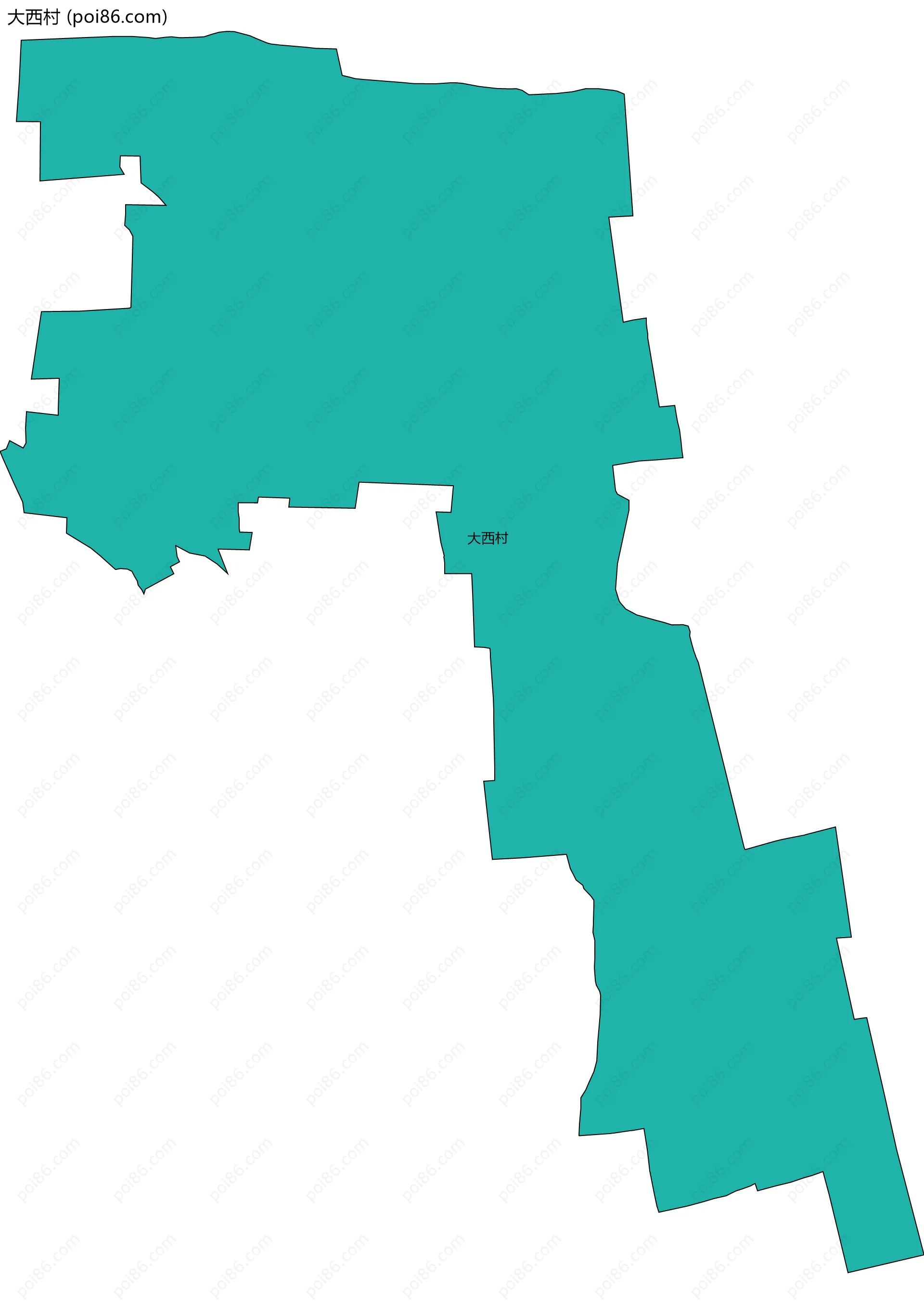 大西村边界地图