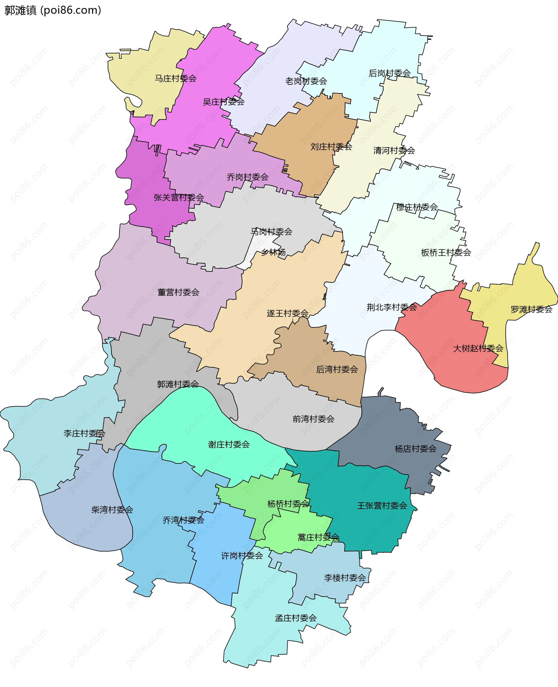 郭滩镇边界地图(五级行政区划)