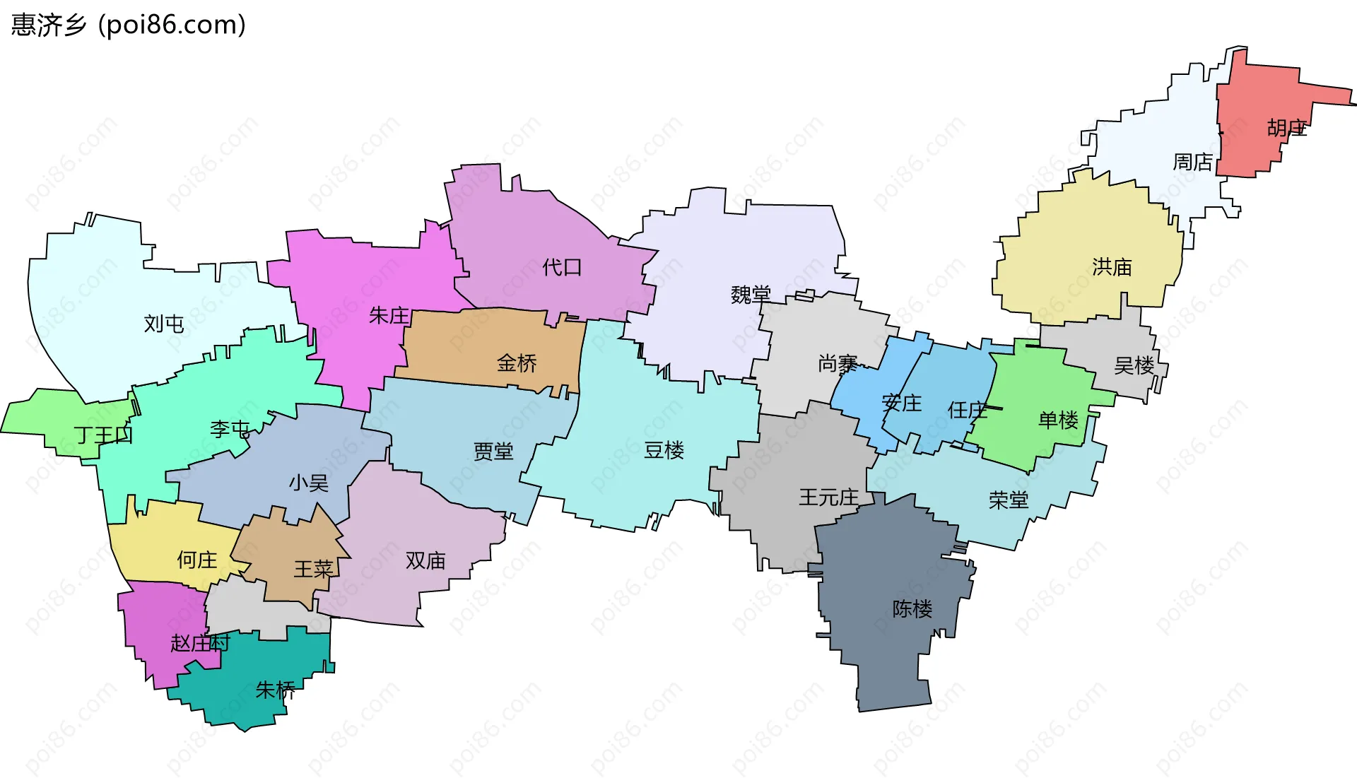 惠济乡边界地图(五级行政区划)
