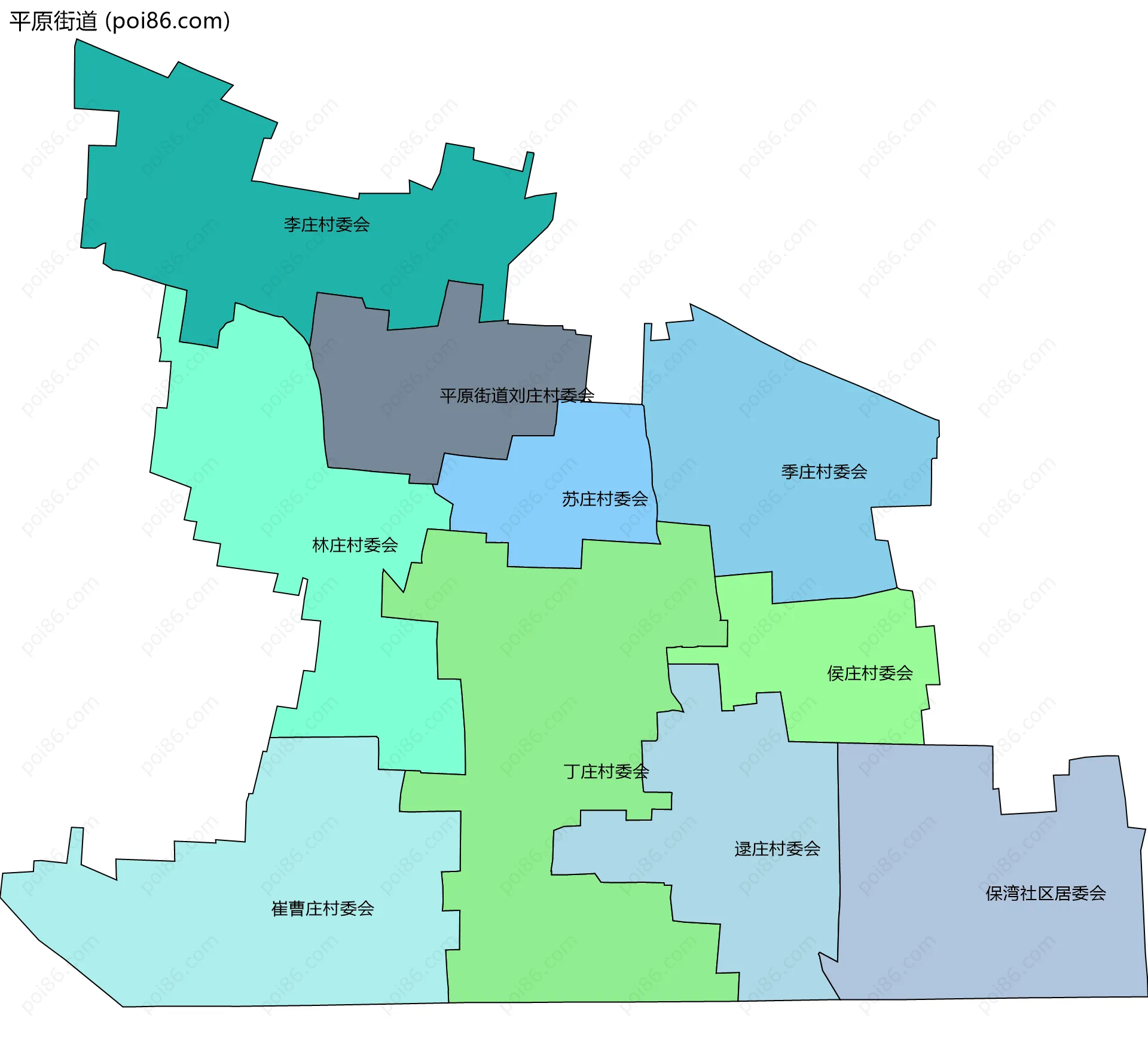 平原街道边界地图(五级行政区划)