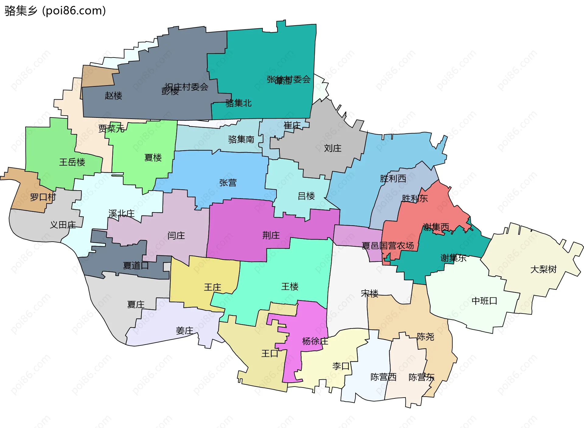 骆集乡边界地图(五级行政区划)