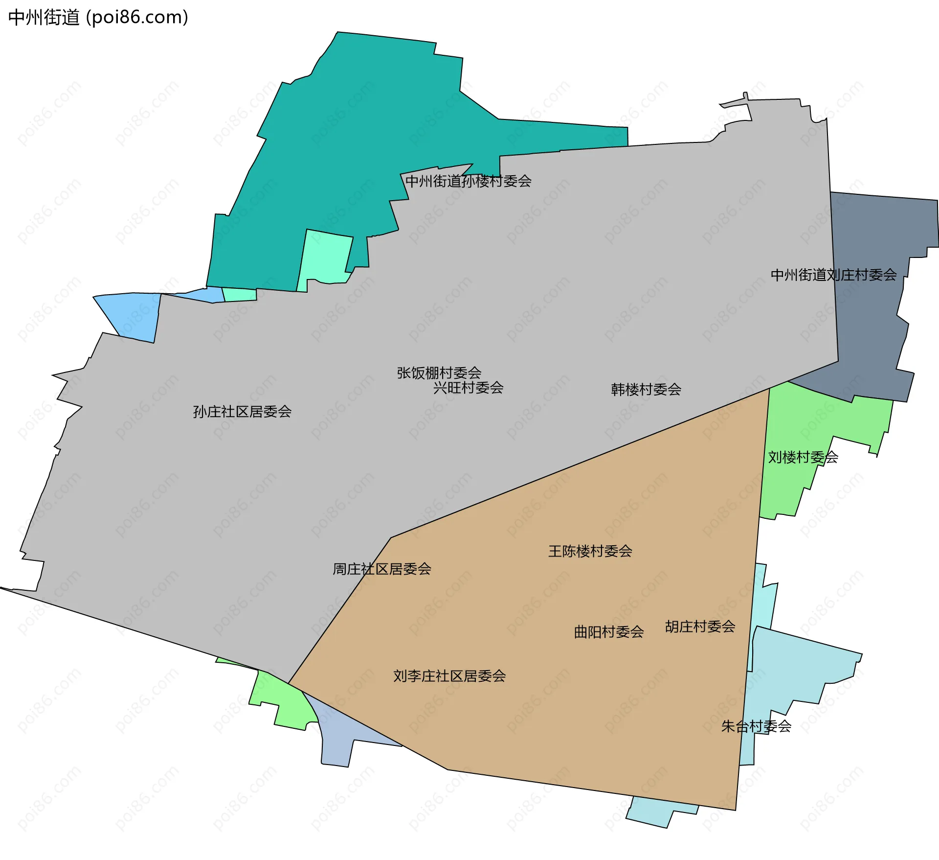 中州街道边界地图(五级行政区划)