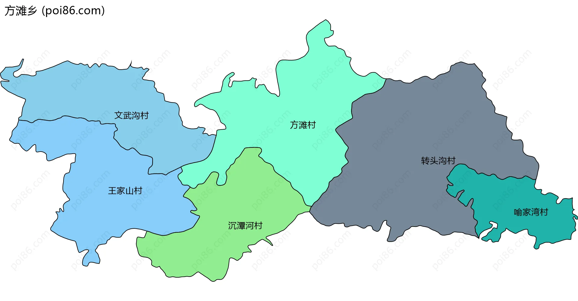 方滩乡边界地图(五级行政区划)