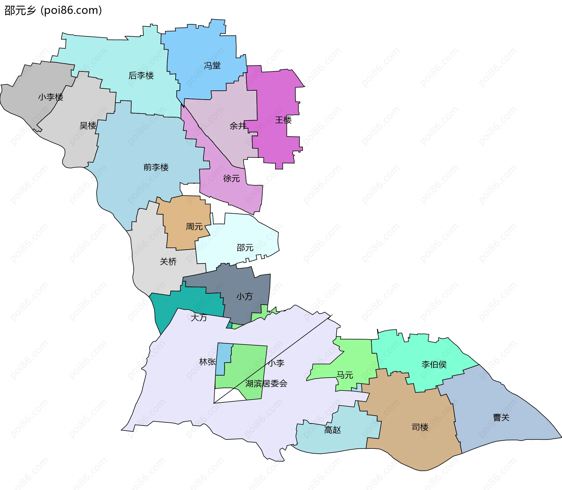 邵元乡边界地图(五级行政区划)