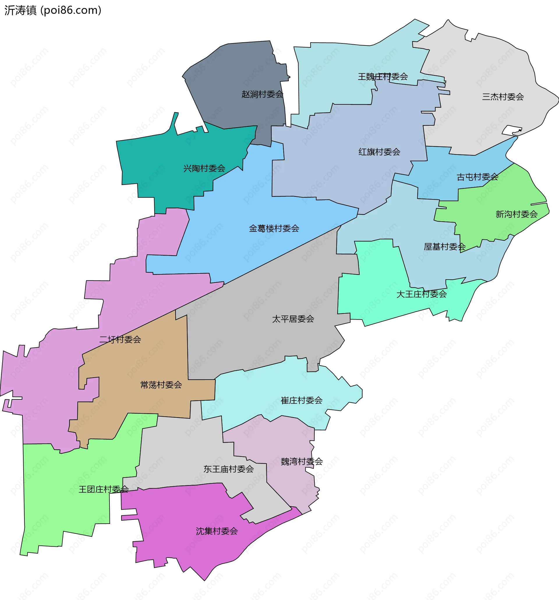 沂涛镇边界地图(五级行政区划)