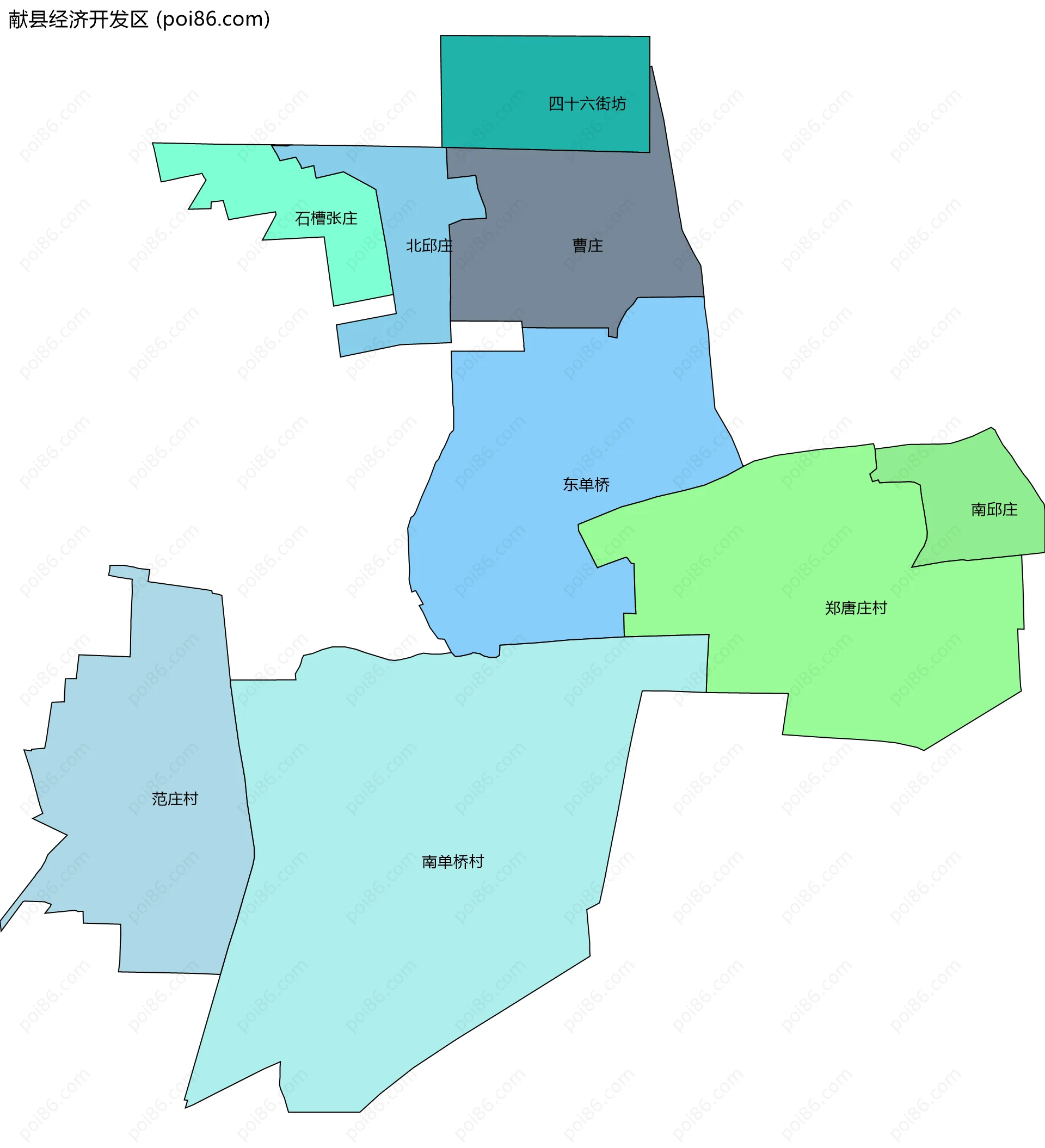 献县经济开发区边界地图(五级行政区划)