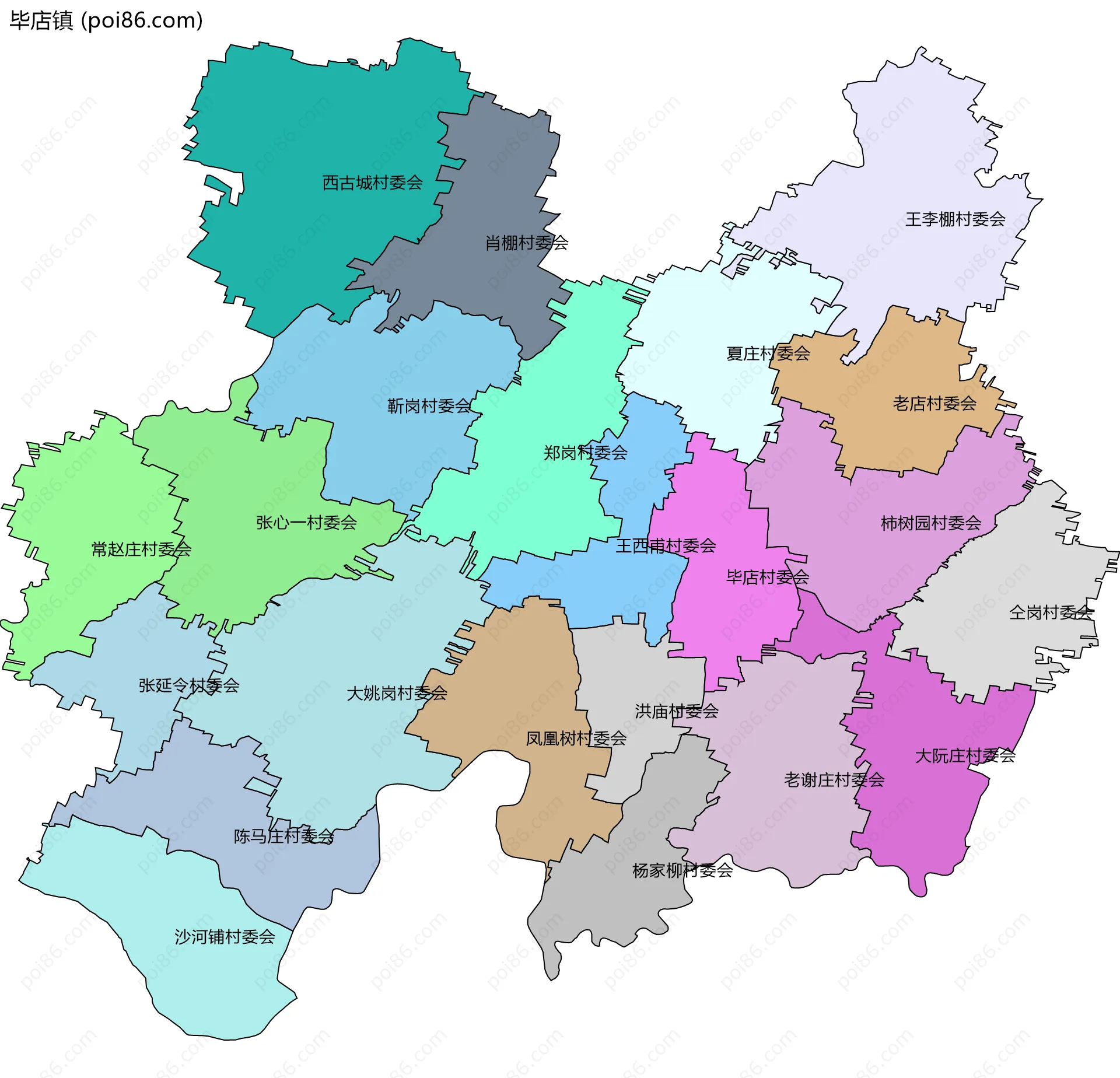 毕店镇边界地图(五级行政区划)