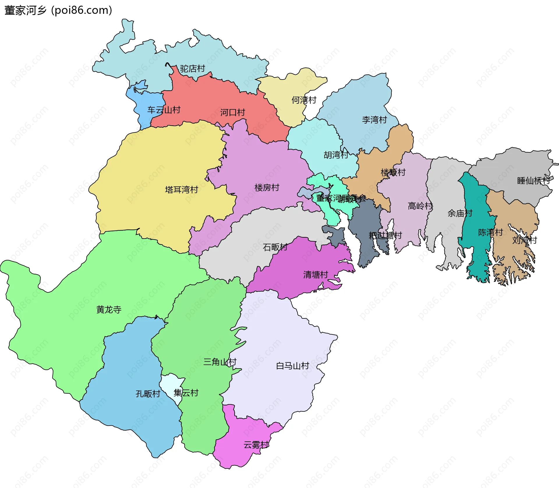 董家河乡边界地图(五级行政区划)