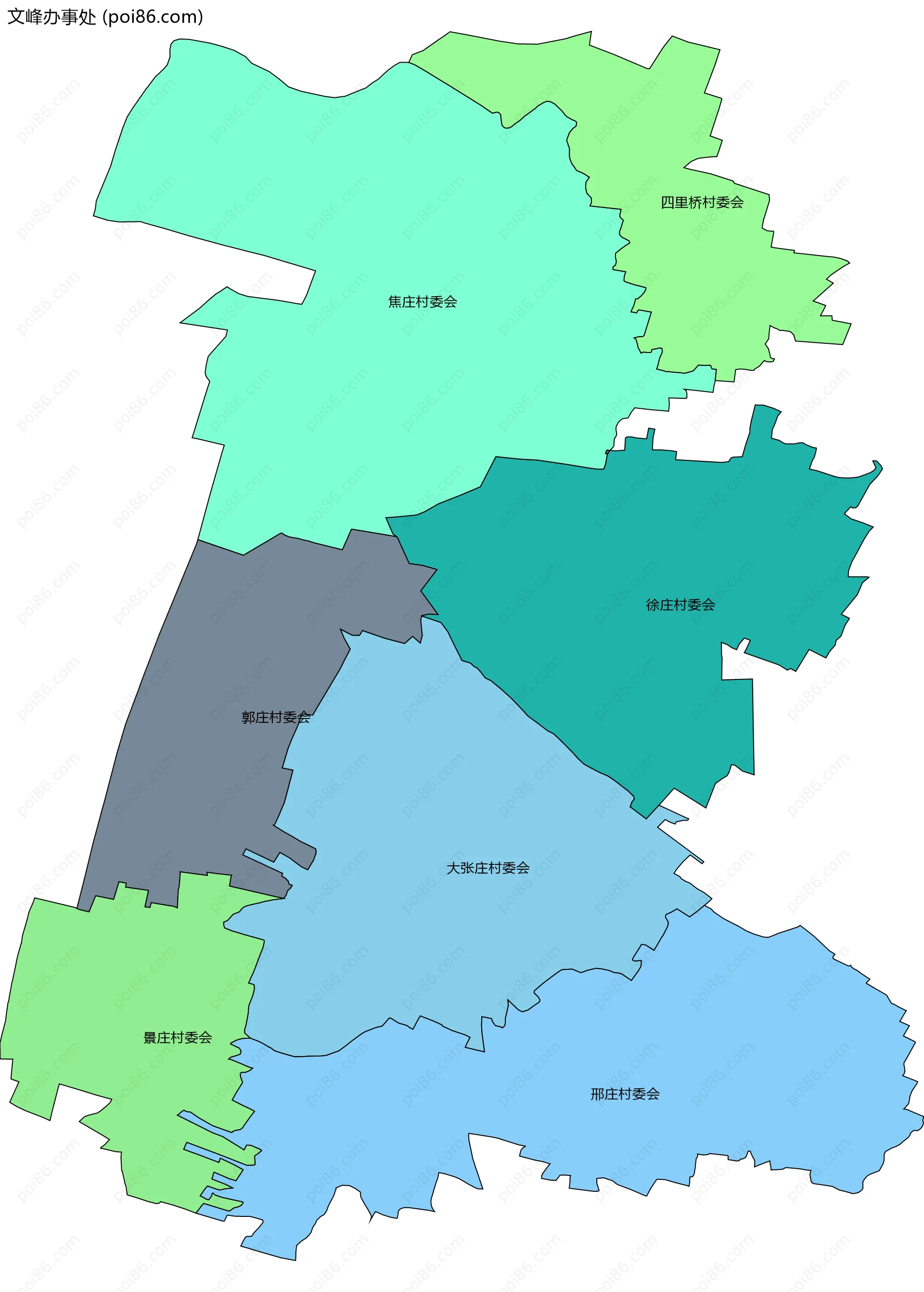 文峰办事处边界地图(五级行政区划)