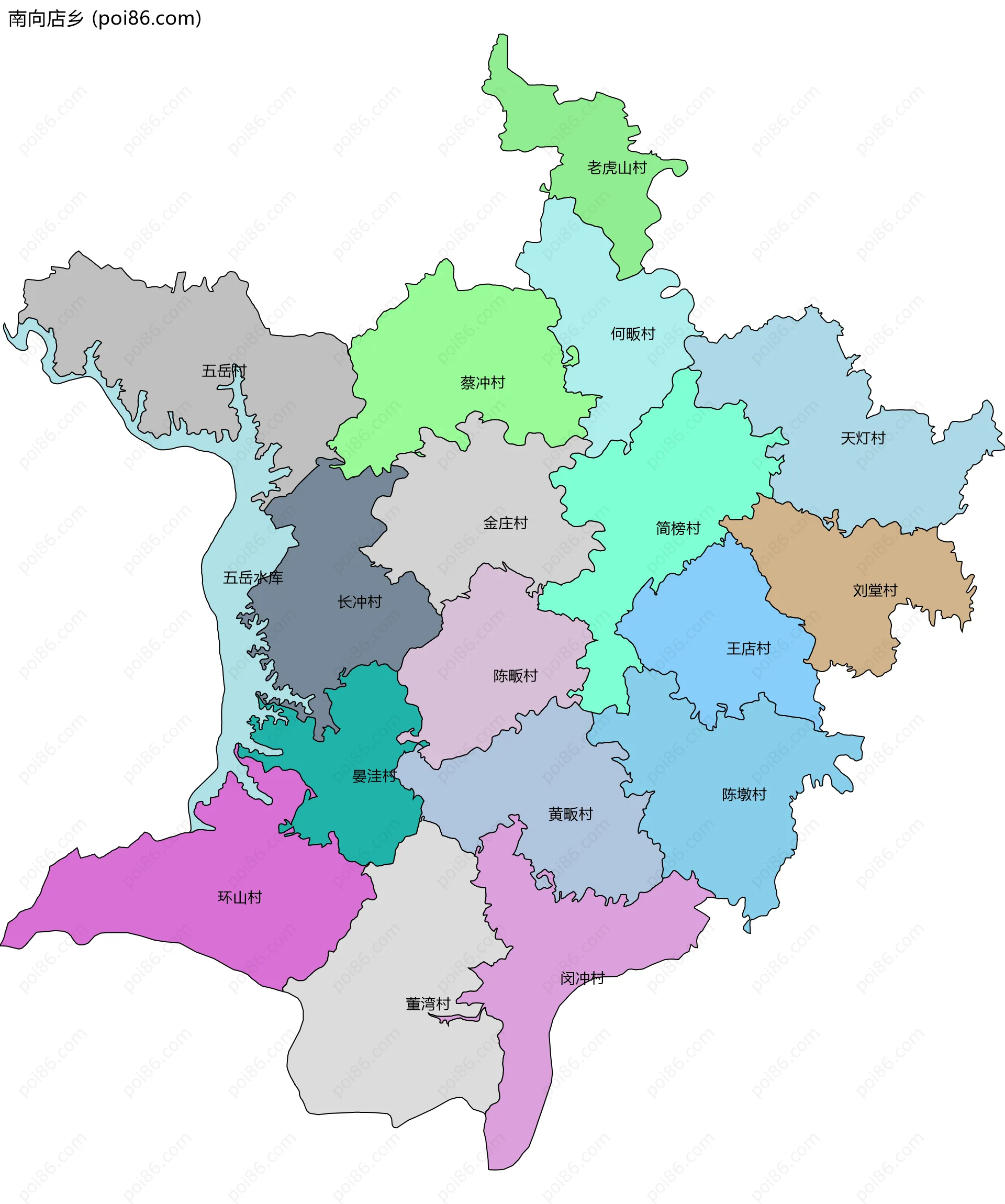 南向店乡边界地图(五级行政区划)