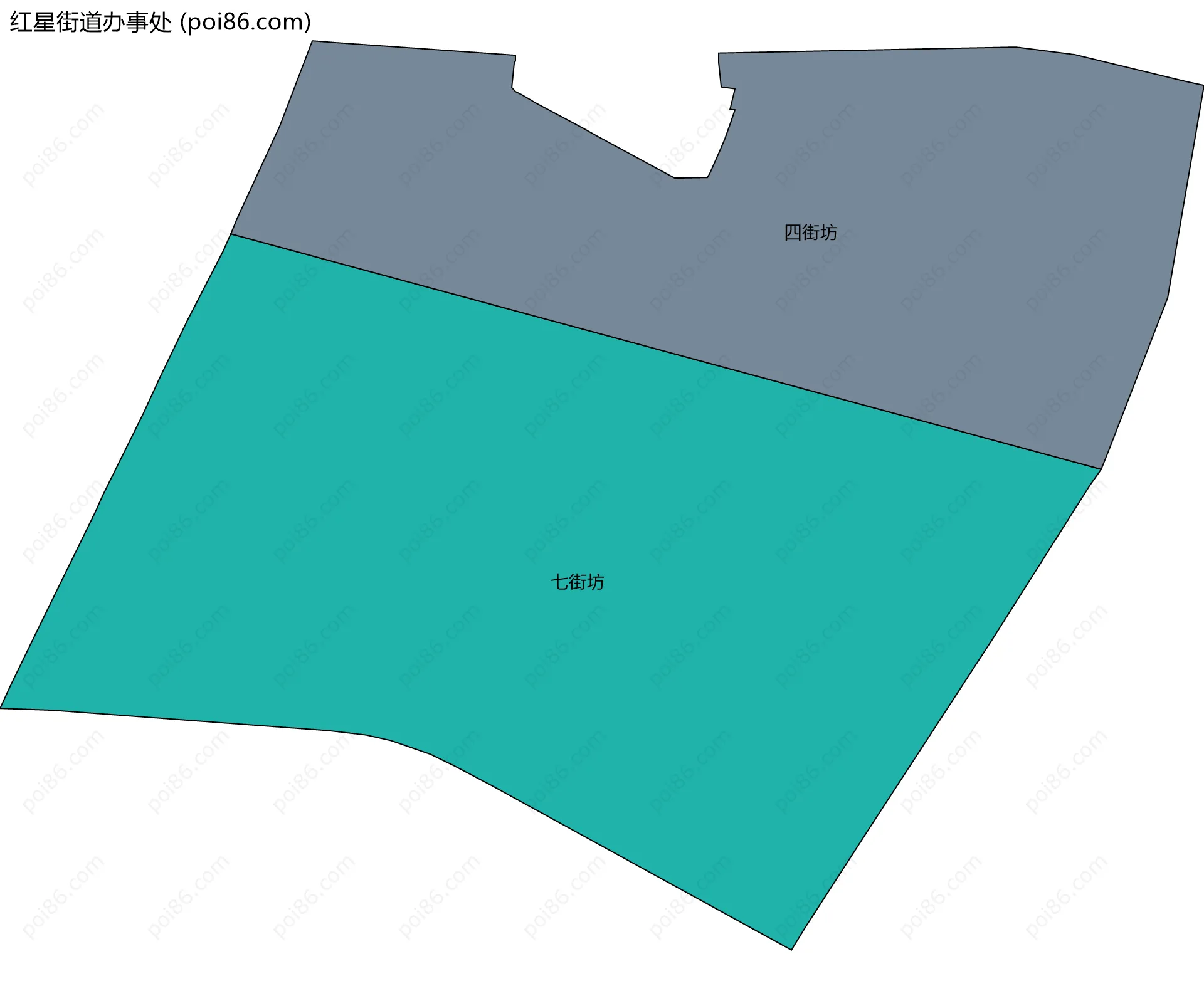 红星街道办事处边界地图(五级行政区划)