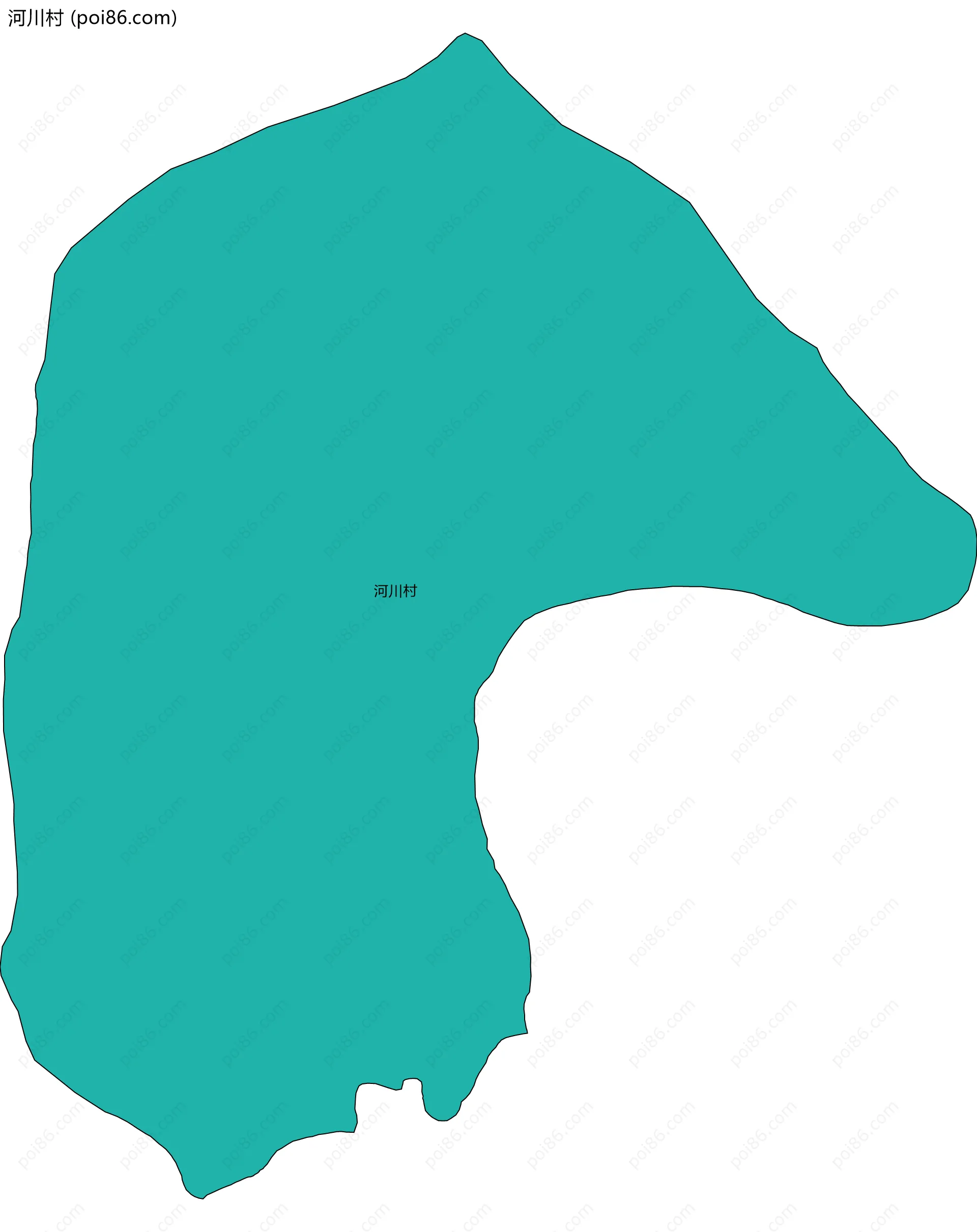 河川村边界地图