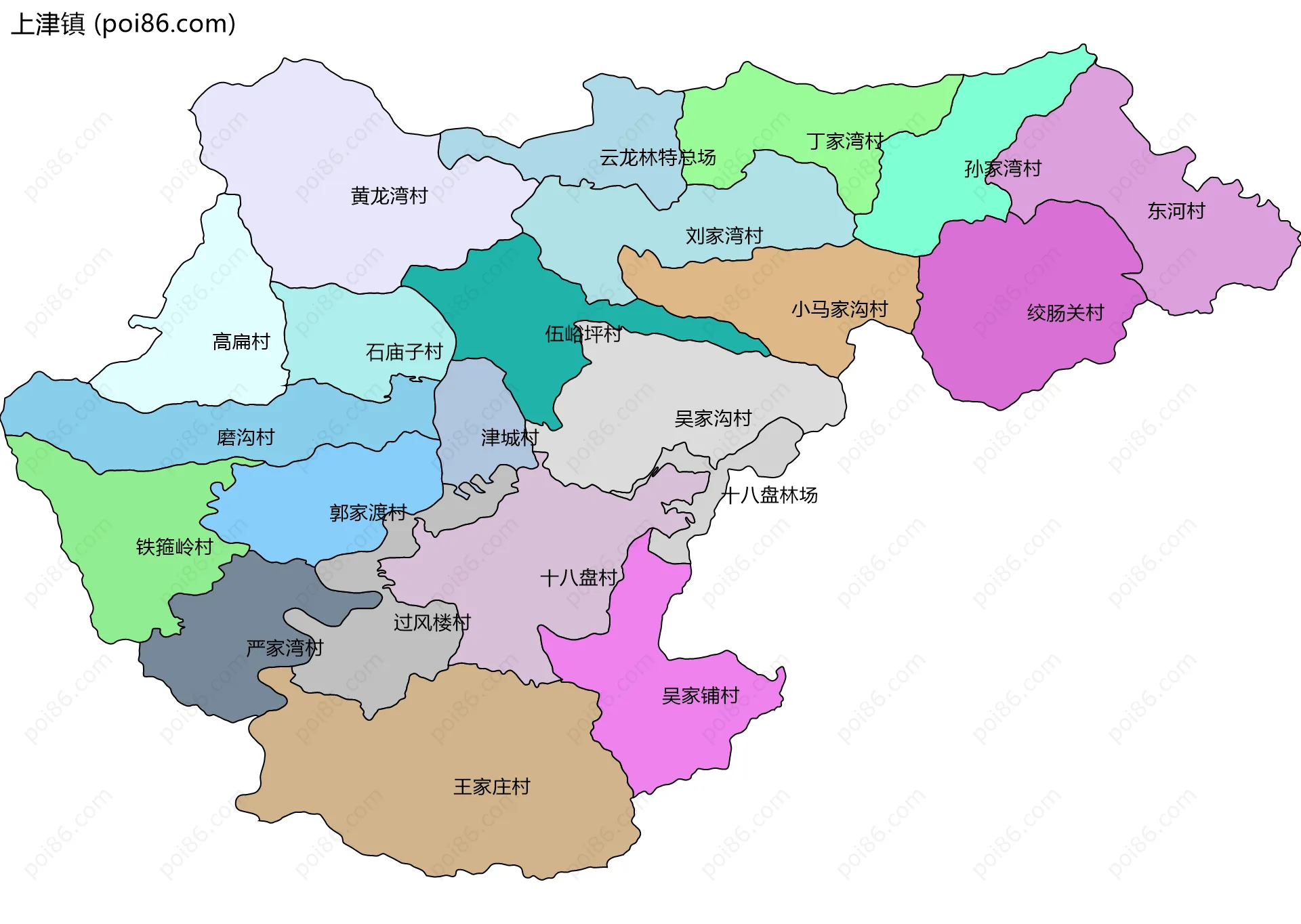 上津镇边界地图(五级行政区划)