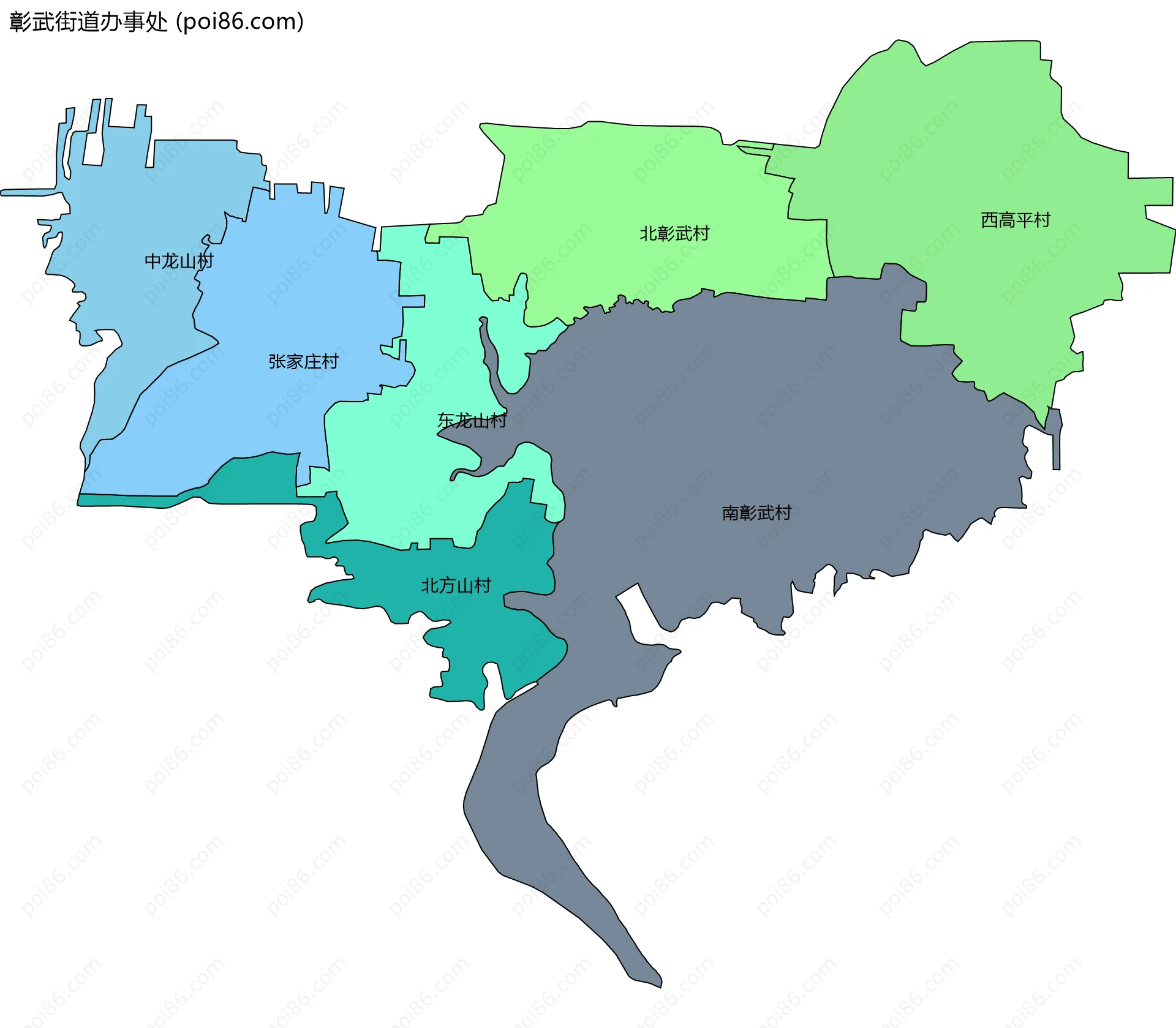 彰武街道办事处边界地图(五级行政区划)