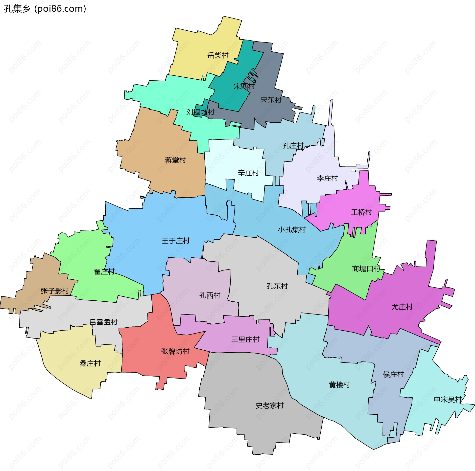 孔集乡边界地图(五级行政区划)