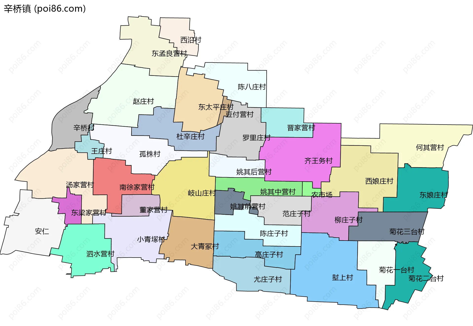 辛桥镇边界地图(五级行政区划)