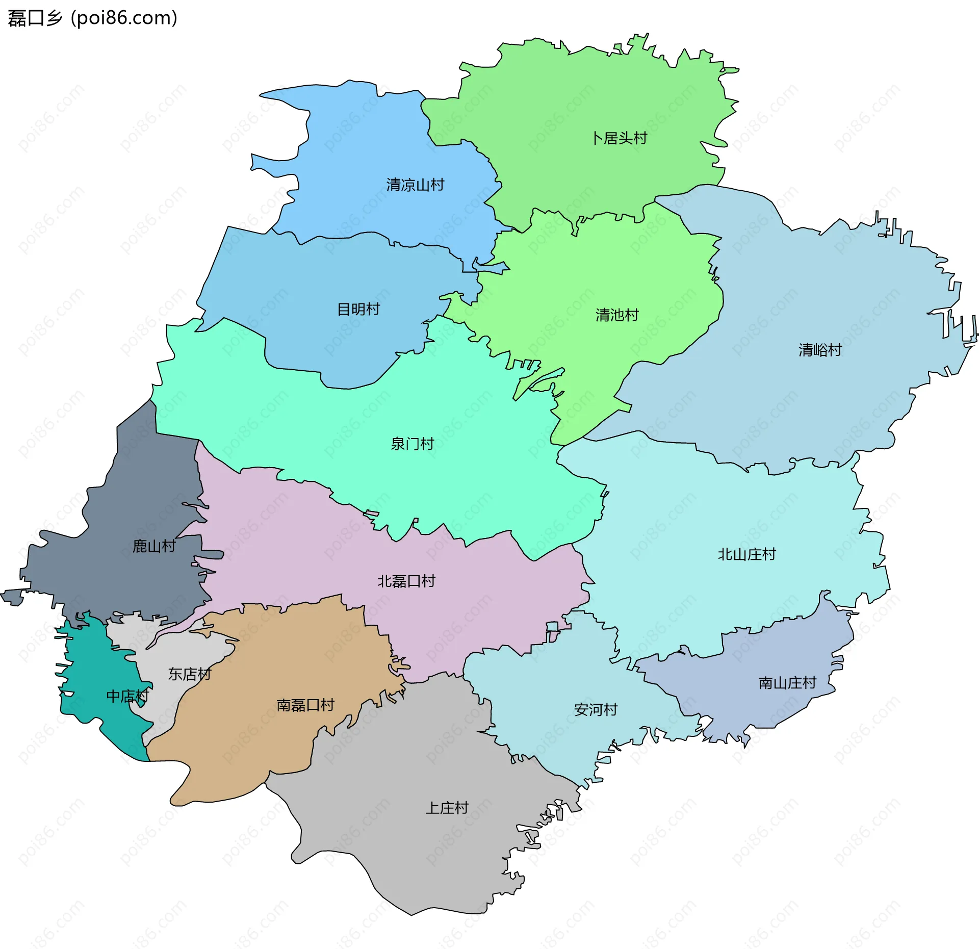 磊口乡边界地图(五级行政区划)