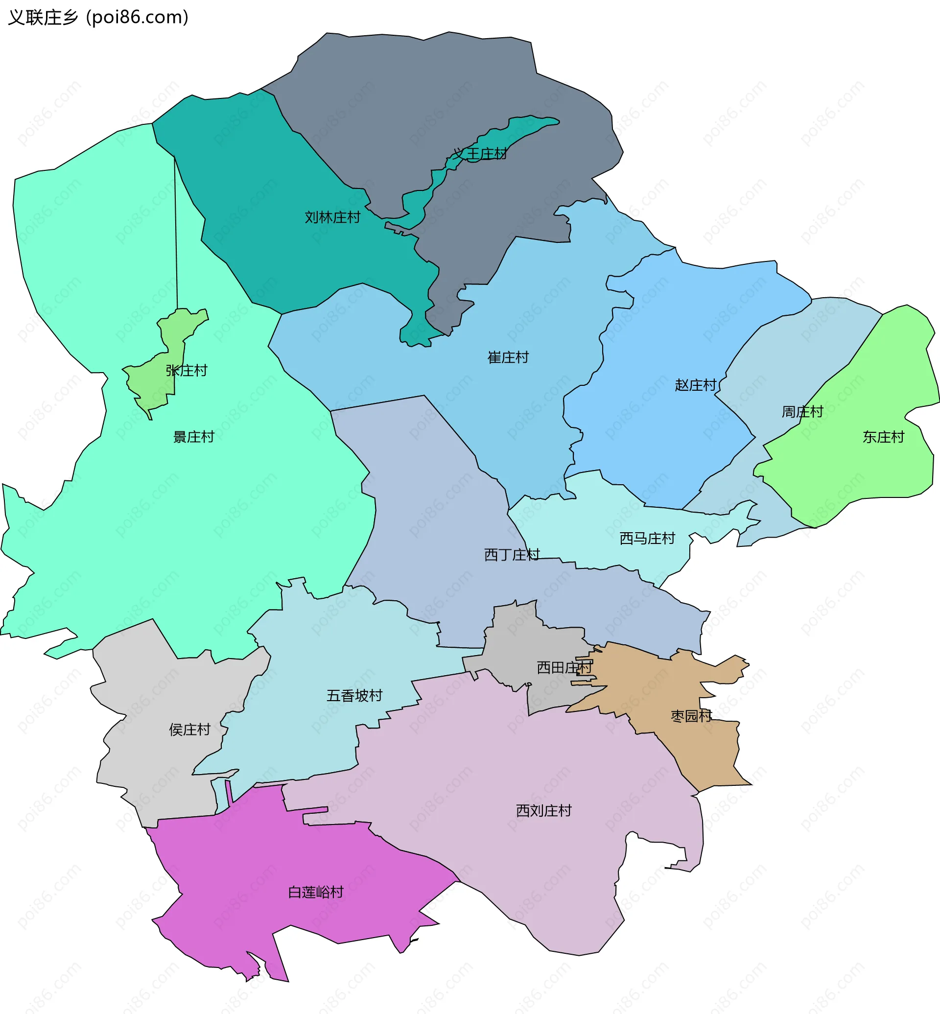 义联庄乡边界地图(五级行政区划)