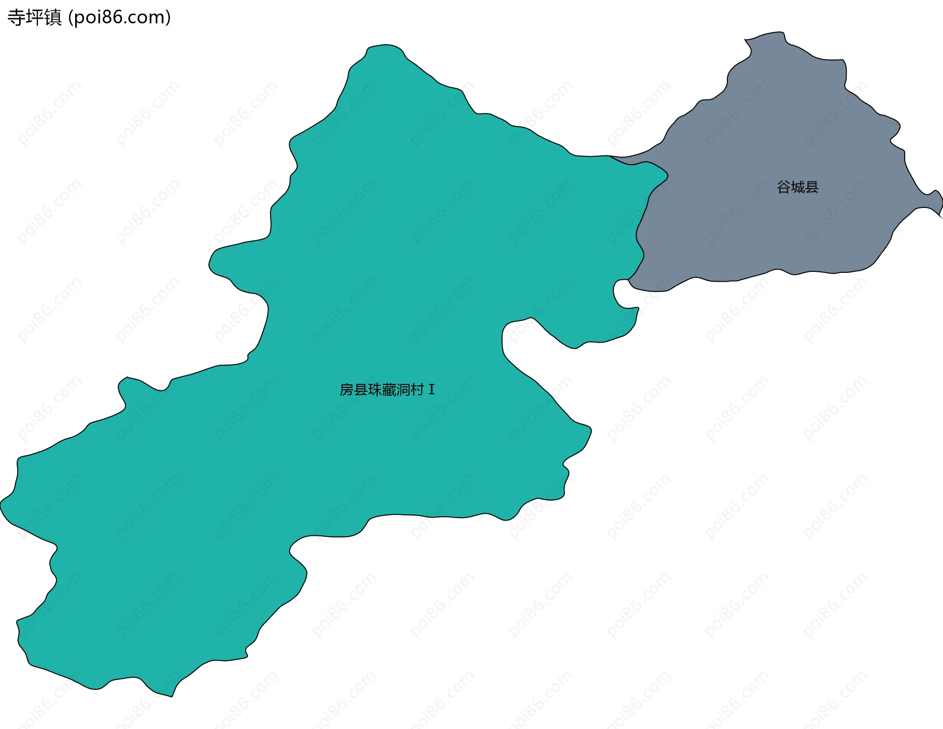 寺坪镇边界地图(五级行政区划)